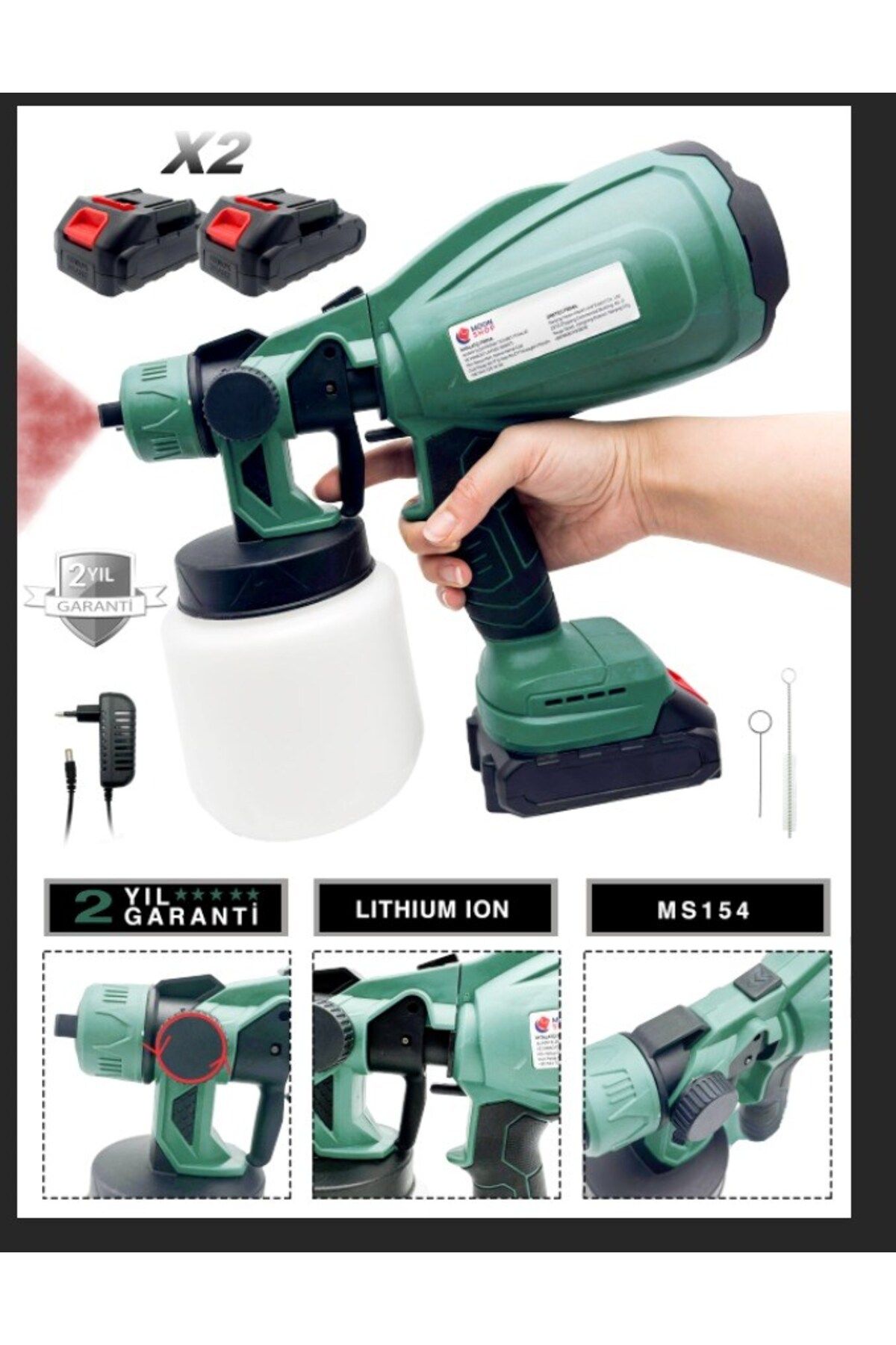 MoonTech 48v Çift Şarjlı Akülü Boya Tabancası Püskürtme Ilaçlama Makinası Her Yerde Kullanılır Çift Akülü.