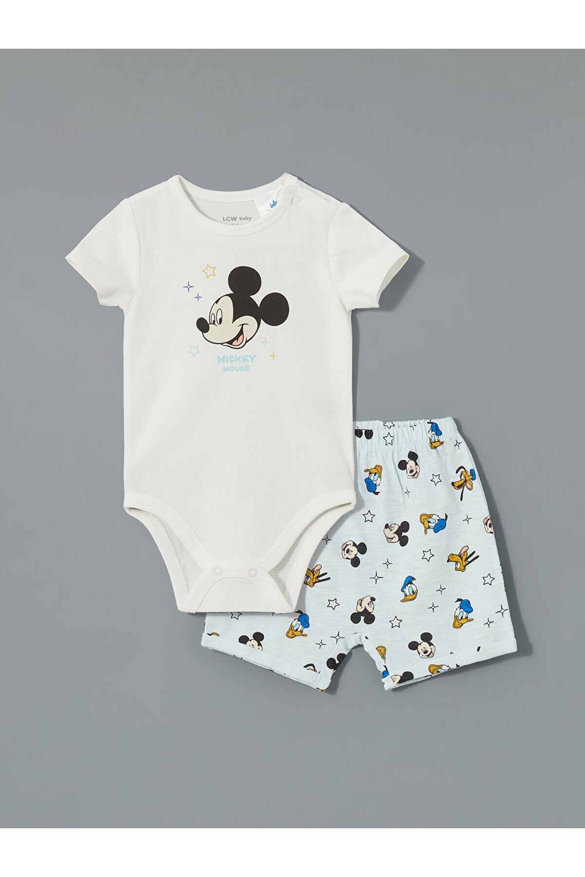 LC Waikiki Lcw Baby Ecru Baby Boy Snap Fastener Bodysuit and Shorts Set of 2