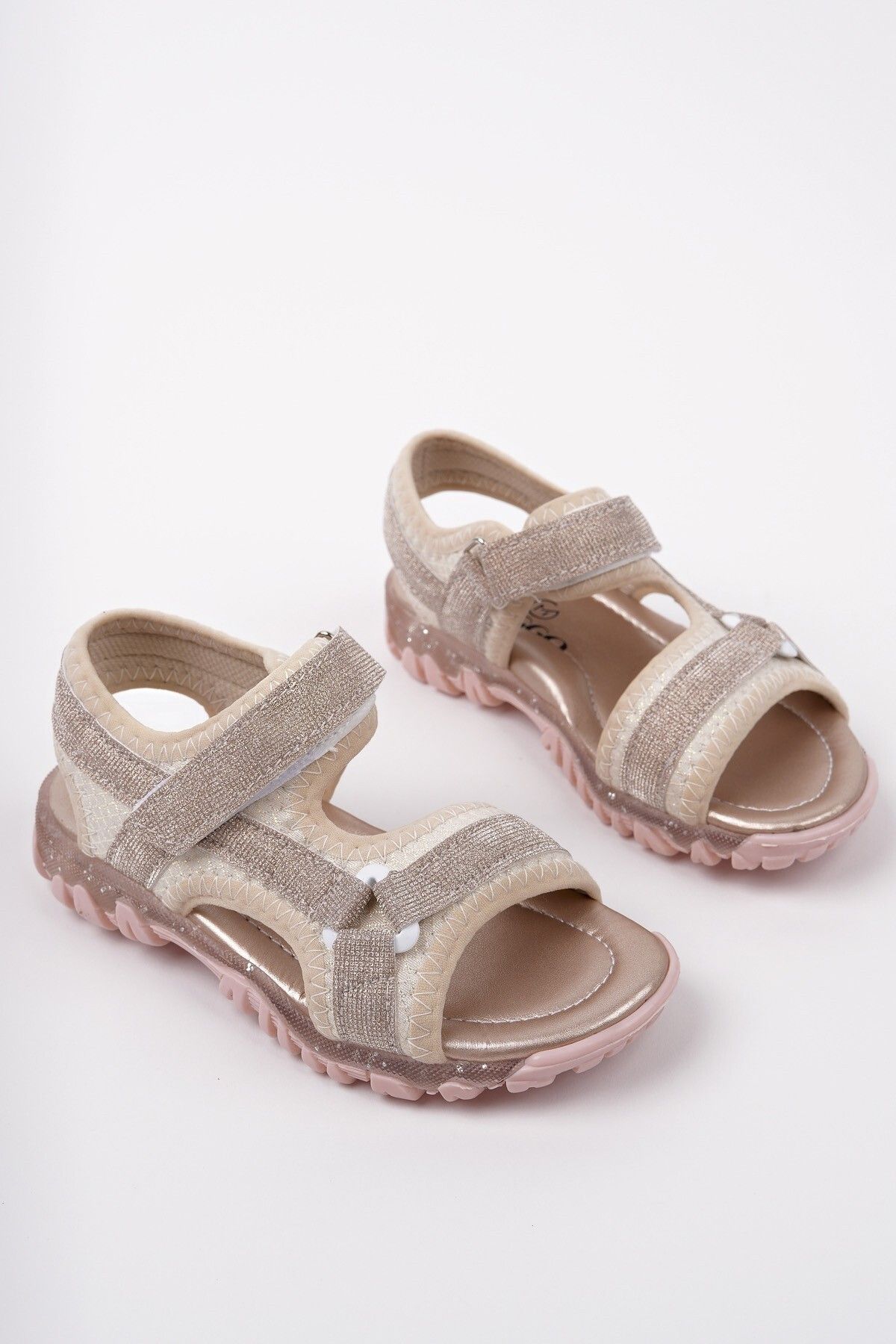 MUGGO-Elon Daily Girls' Sandals with Velcro and Glitter 4