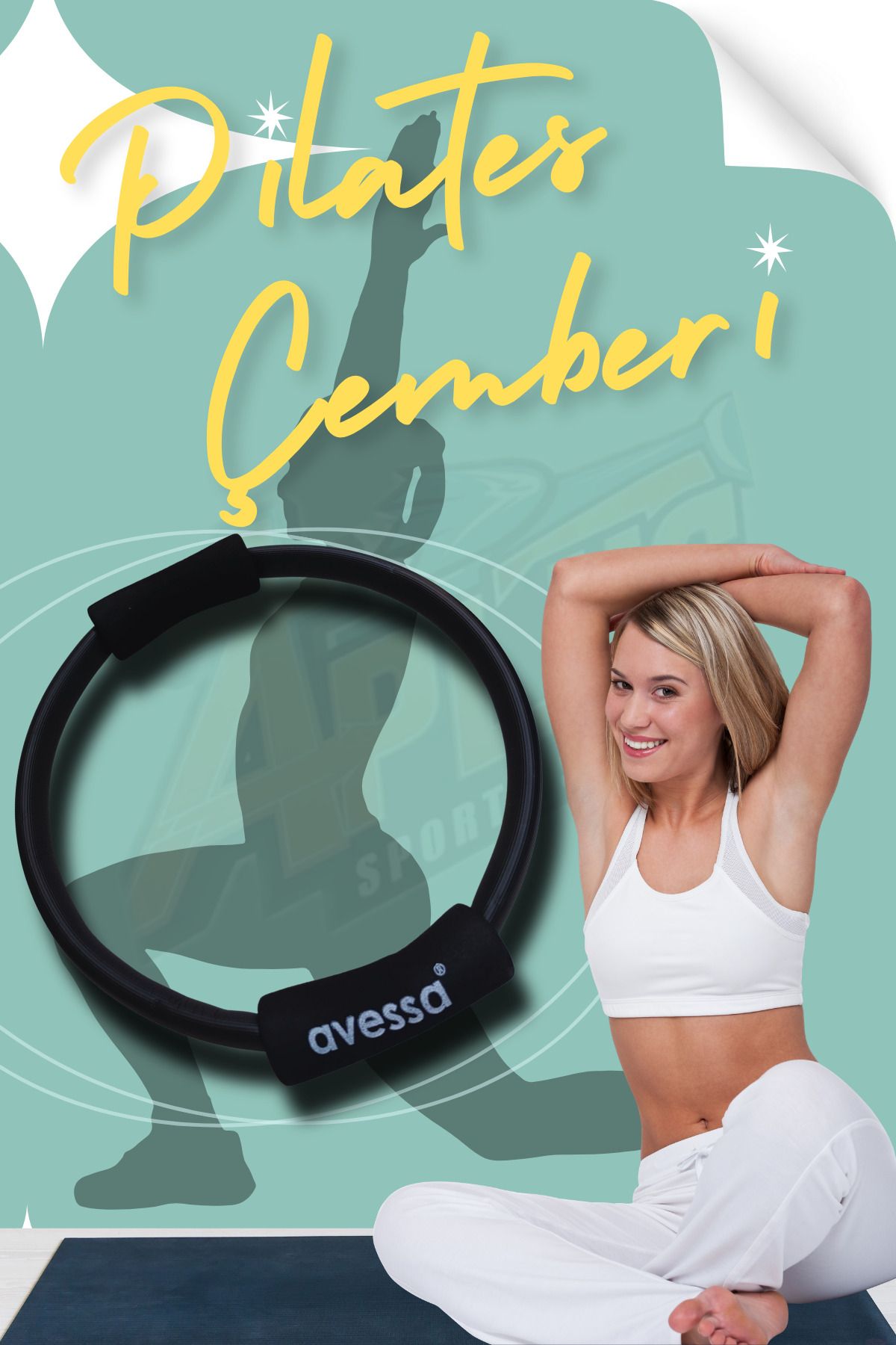AVESSA Tutmalı Pilates Çemberi 38 Cm Siyah