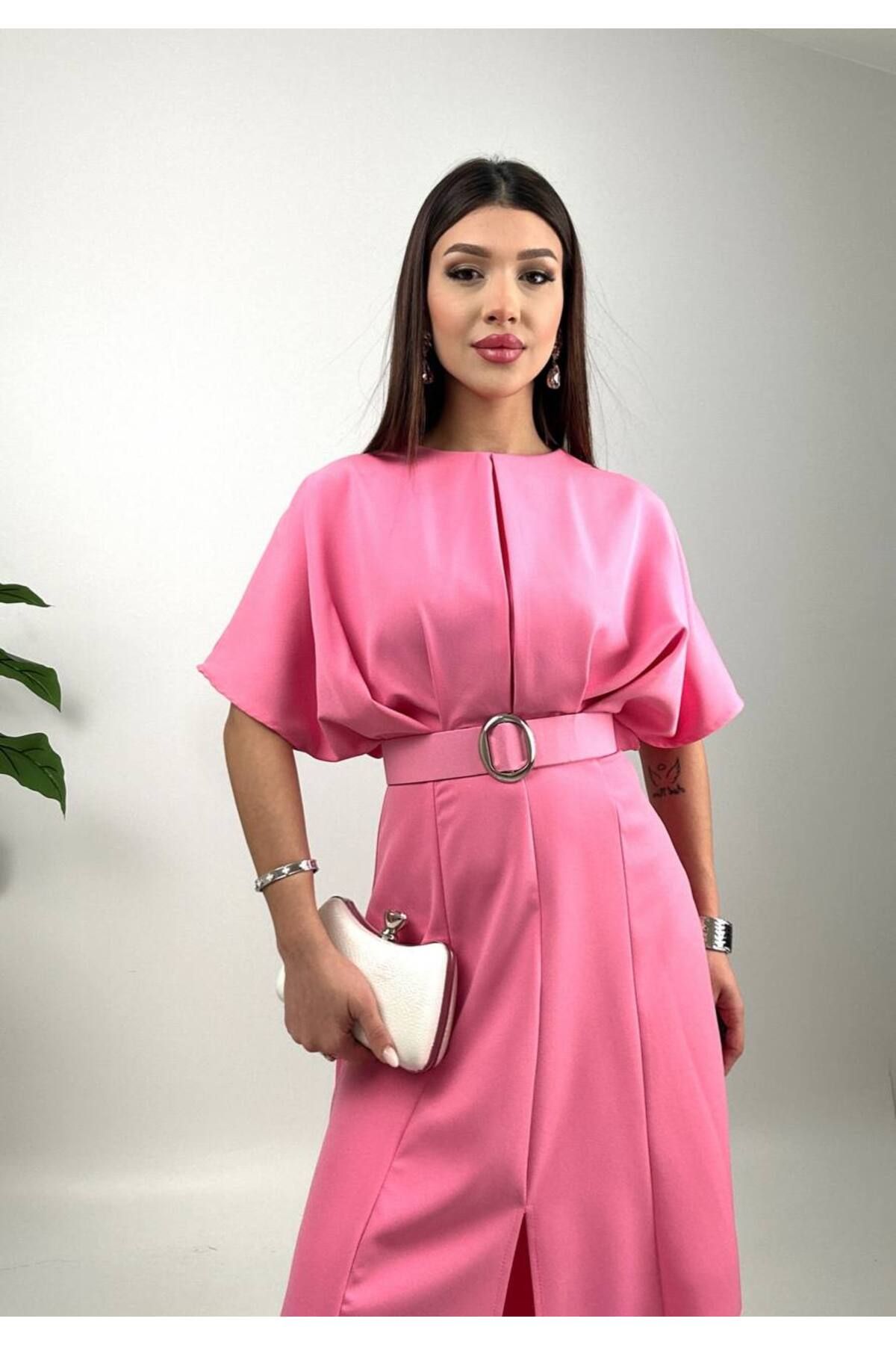 GİZONLY-Belt Detailed Dress 2