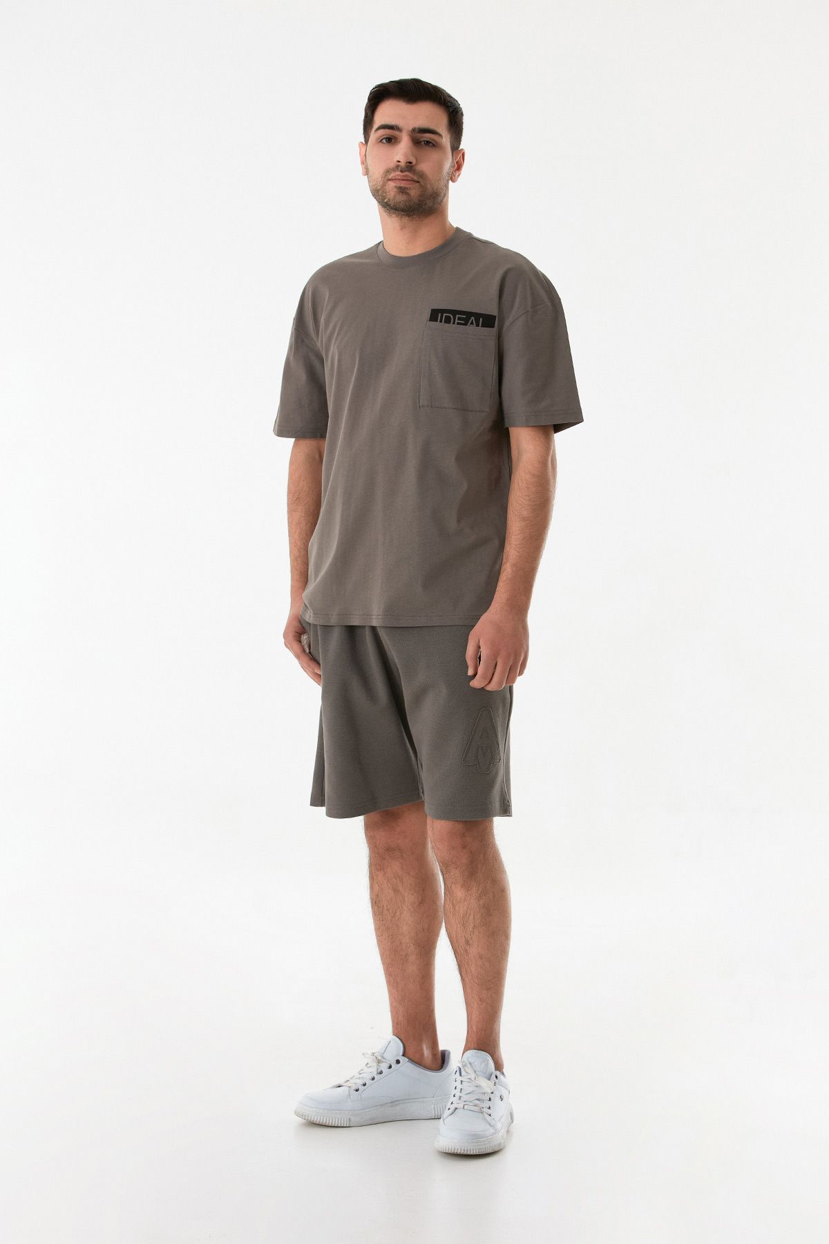 Fulla Moda-Ideal Printed Oversize Short Sleeve T-Shirt with Pocket Detail 4