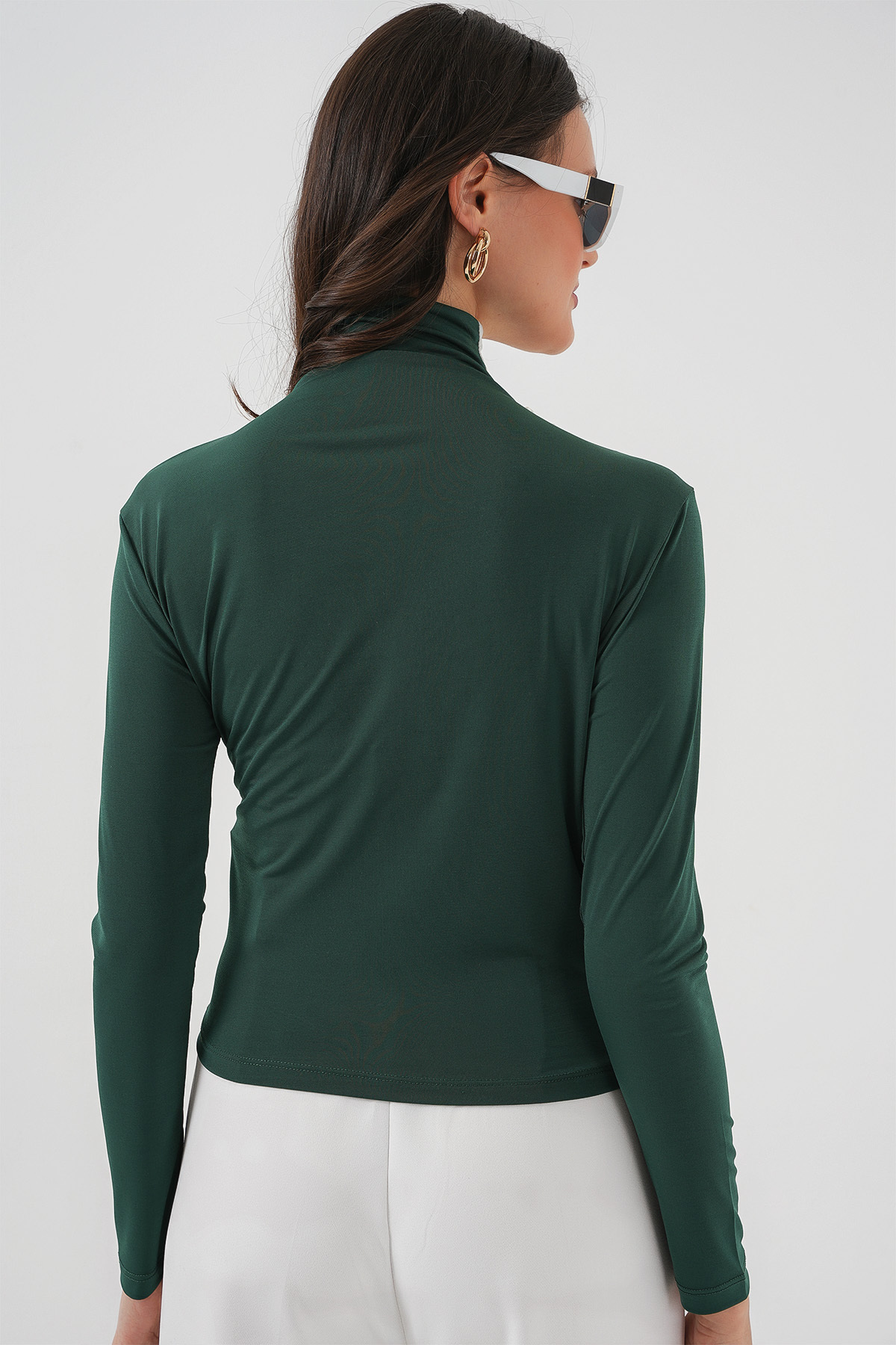 Bigdart-940 Bluză Sandy cu detaliu cu șnur - verde smarald 6
