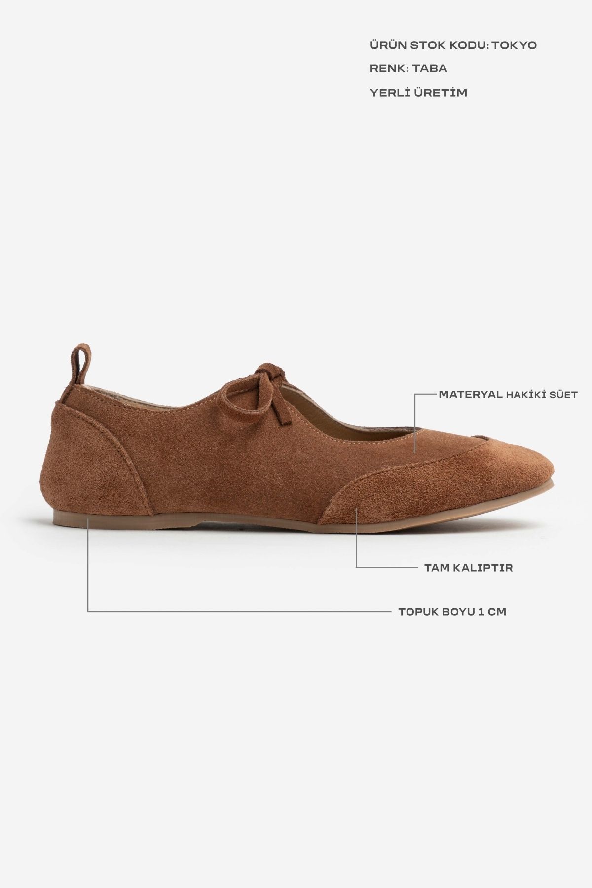 NİŞANTAŞI SHOES-Tokyo Tan Genuine Suede Single Strap Flat Sole Women's Ballerinas 3