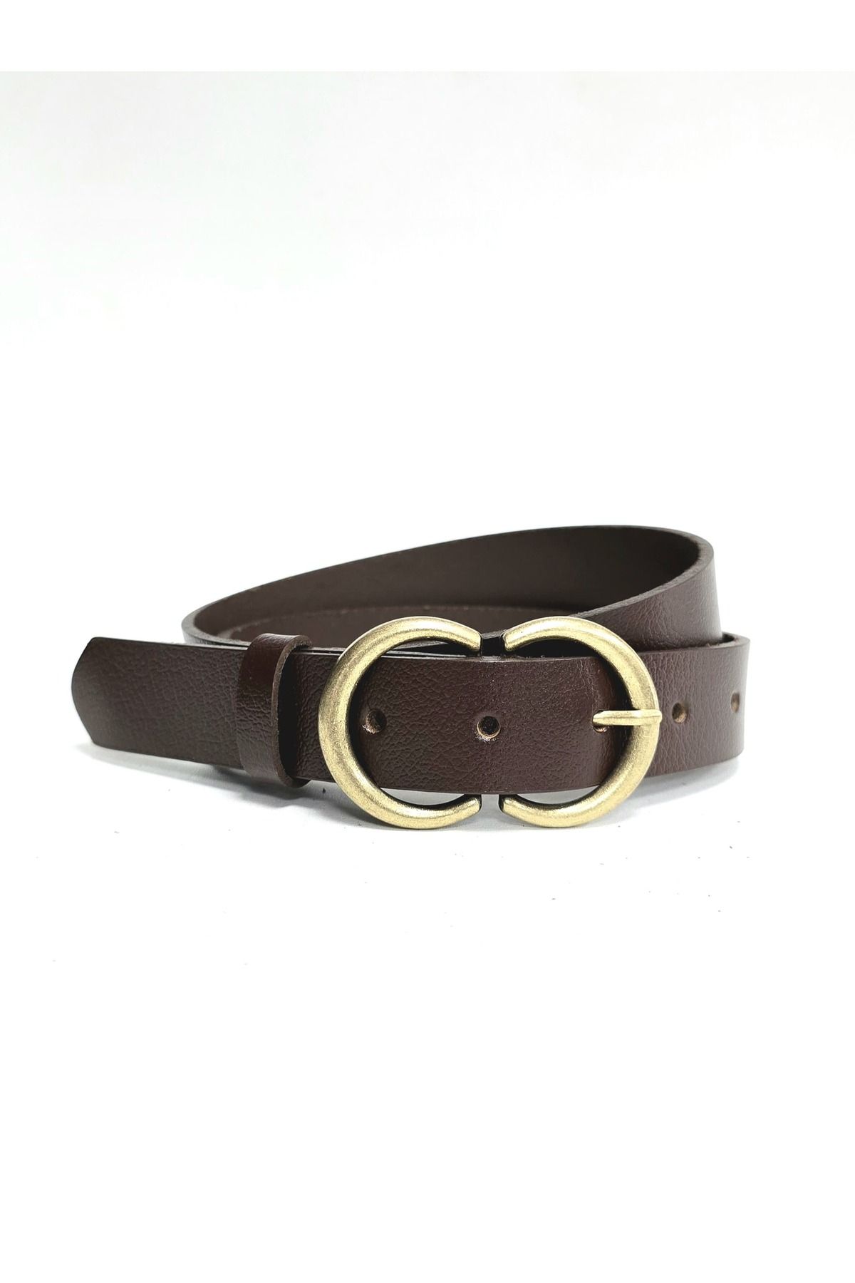 Kemerix-100% Genuine Leather Antique Finish Buckle Bitter Brown Belt 3
