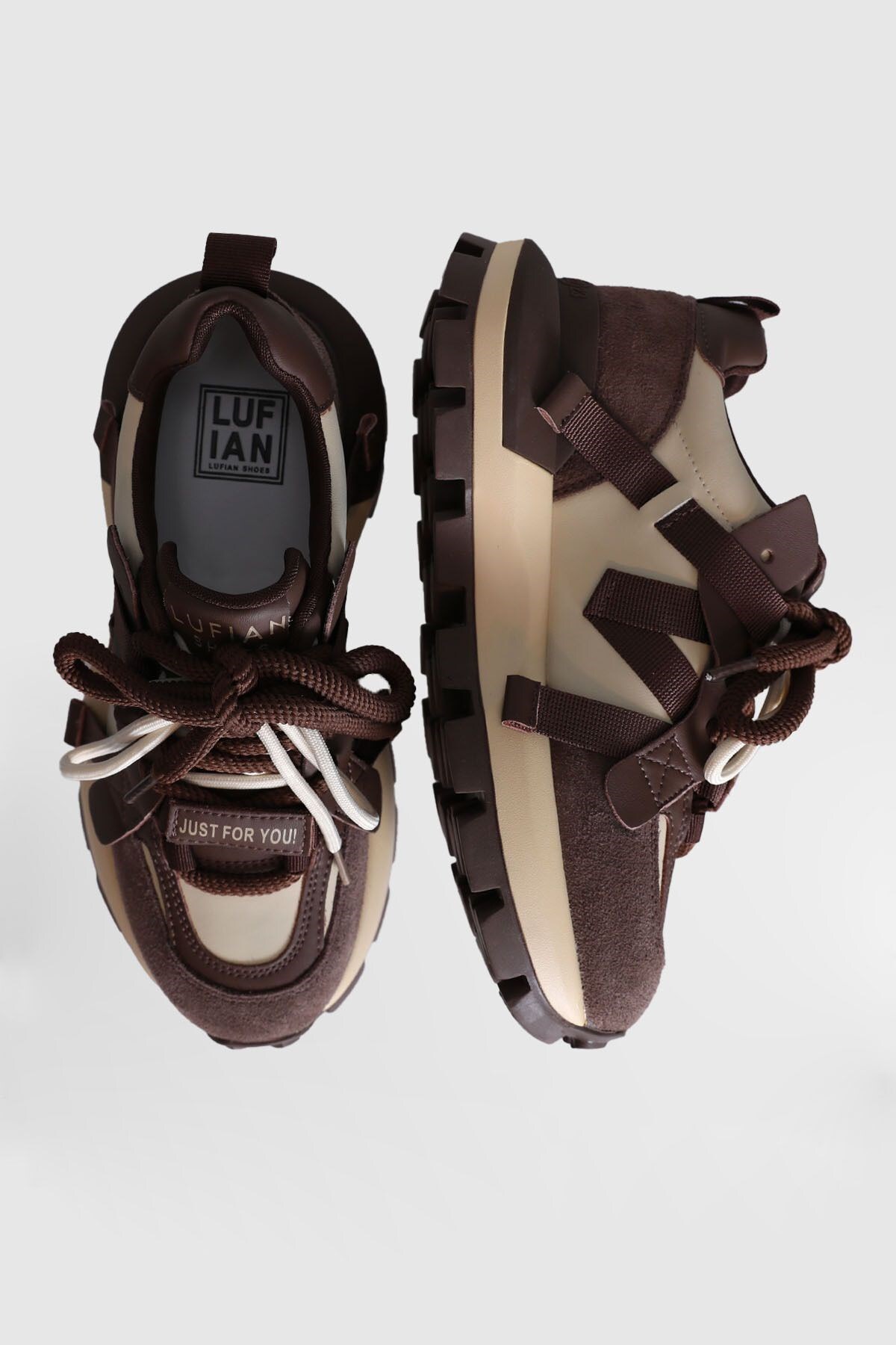 Lufian Hakiki Deri Kadın Sneaker Ayakkabı Lufian Kahverengi Sneaker görsel 4