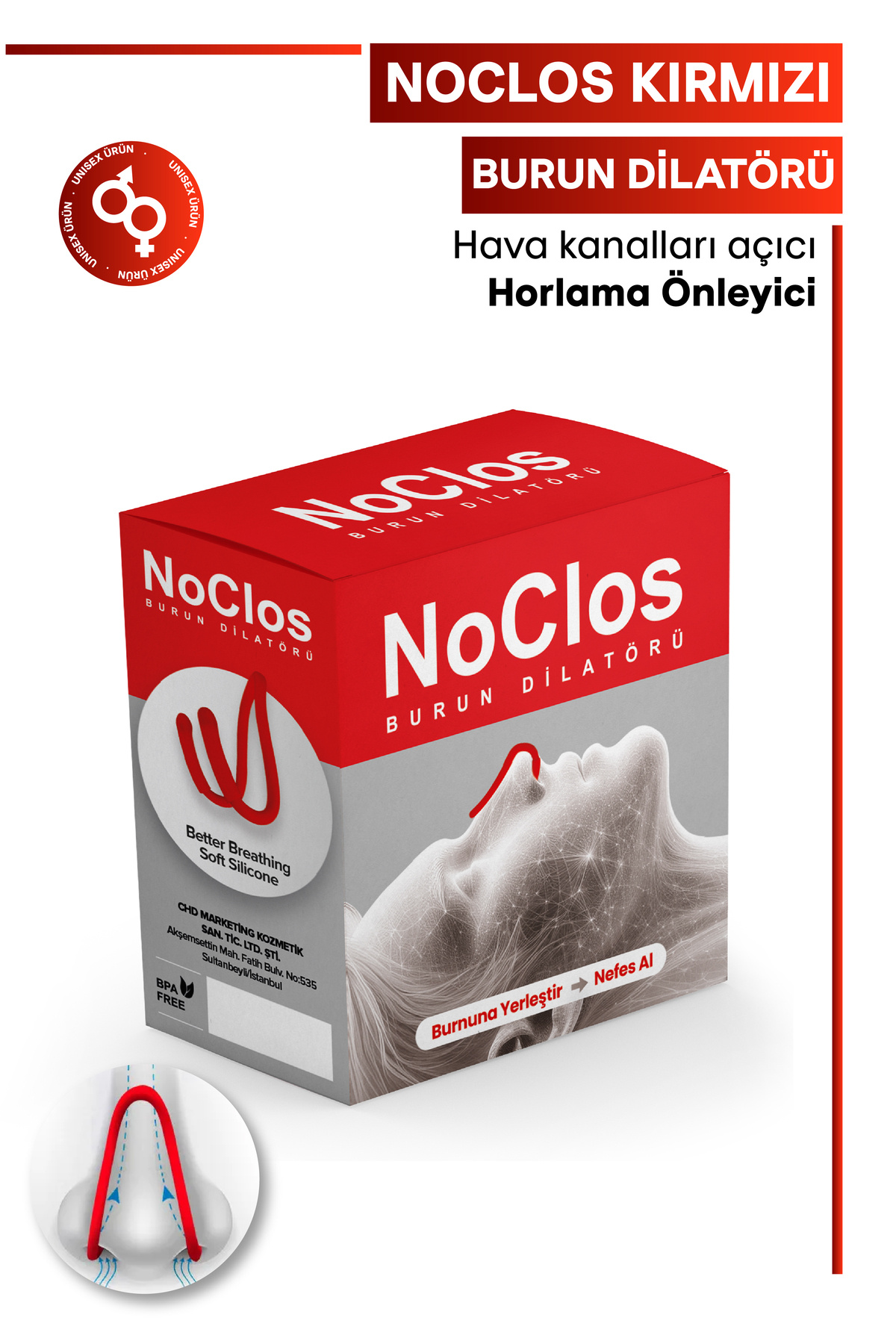 Noklo NOCLOS 1'li Kırmızı Horlama Önleyici Solunum Iyileştirici Burun ...