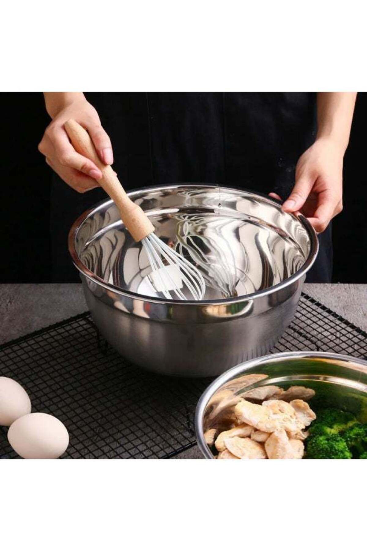 ALMUFARREJ-Stainless Steel Mixing Bowl Round Silver 24cm 1