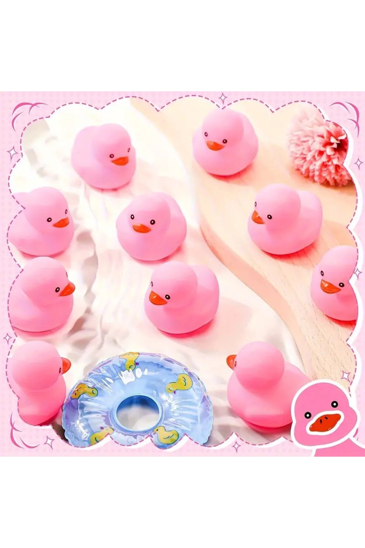yordama 2'li Mini Pembe Bebek Banyo Ördeği fotoğrafı 3 (önizleme)