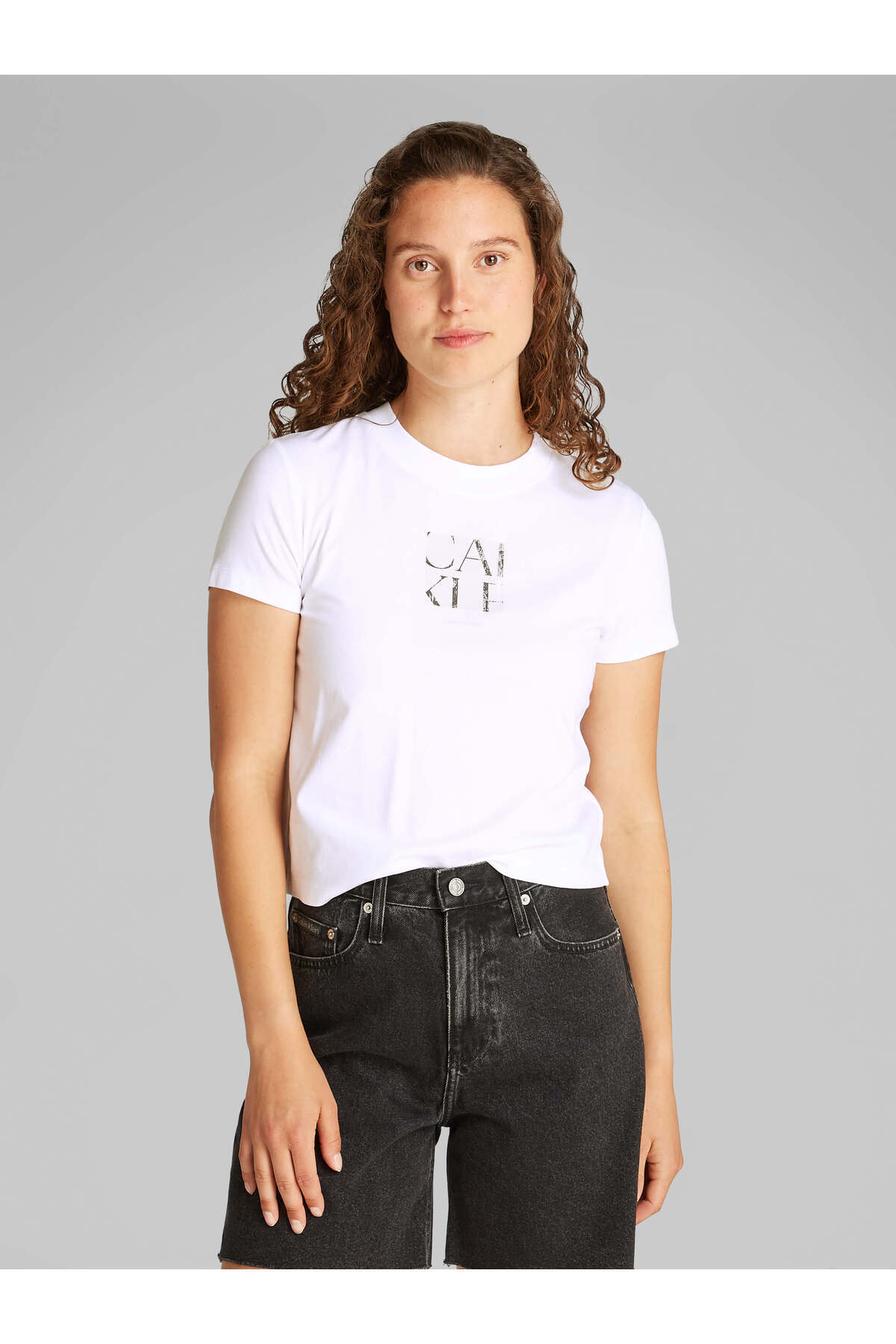 Kadın Krem Grafik Baskılı Beyaz T-shirt