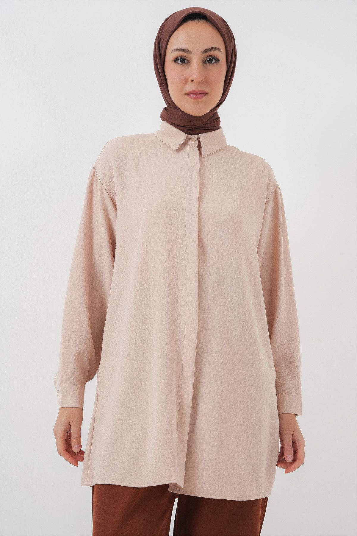 Bigdart-Women's Long Orange Tunic 5945 Model 4