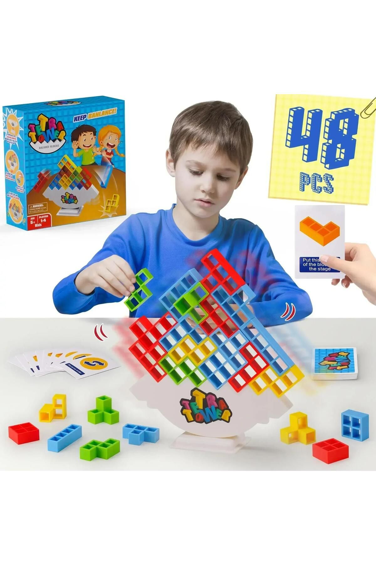Zigver-48PCS Tetra Tower Fun Balance Stacking Building Blocks Board Game Kids Adults in Back 2