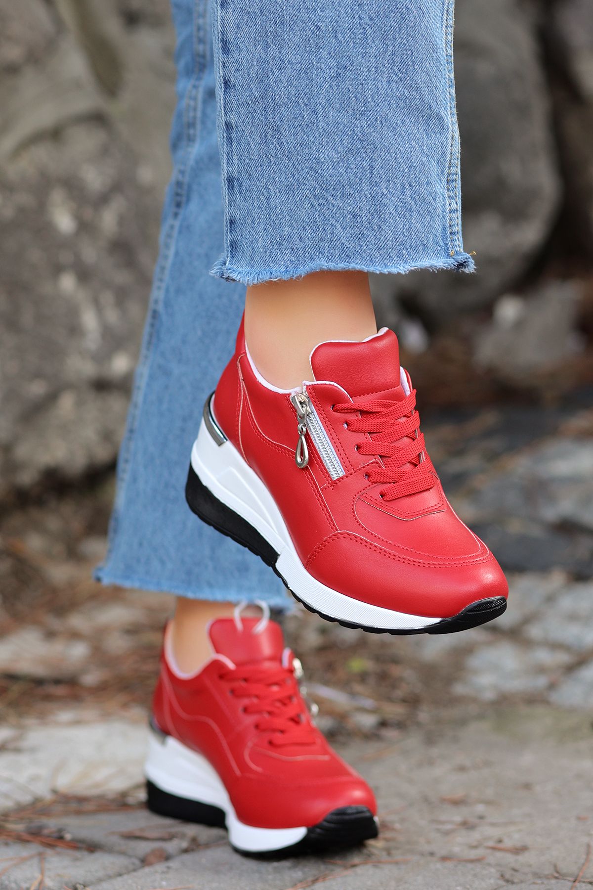 kajal ayakkabı-Berlin Casual Sneakers - Red 1