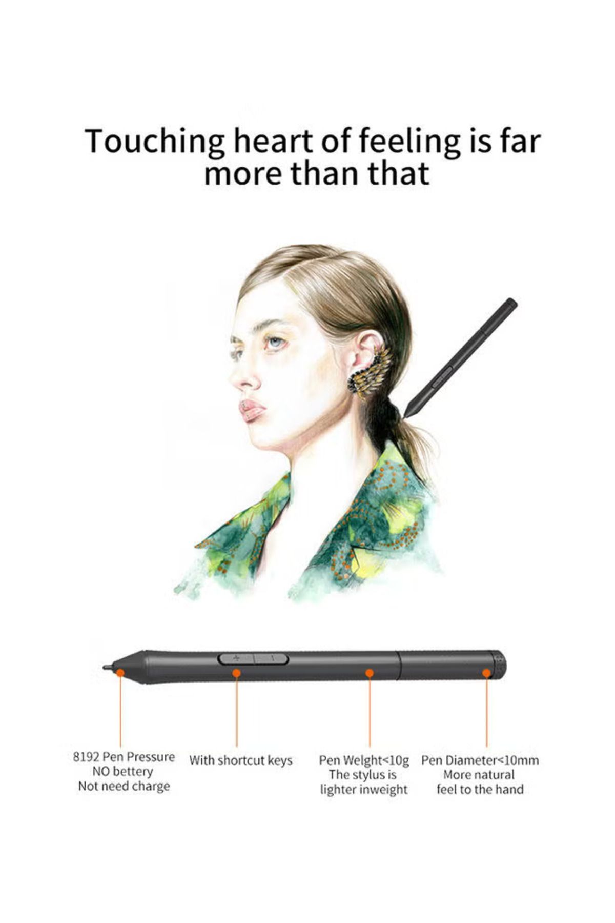 COOYA-Digital Drawing Graphic Tablet,with Wireless Battery-free Stylus,10 x 6 inch Large Board,Black 5