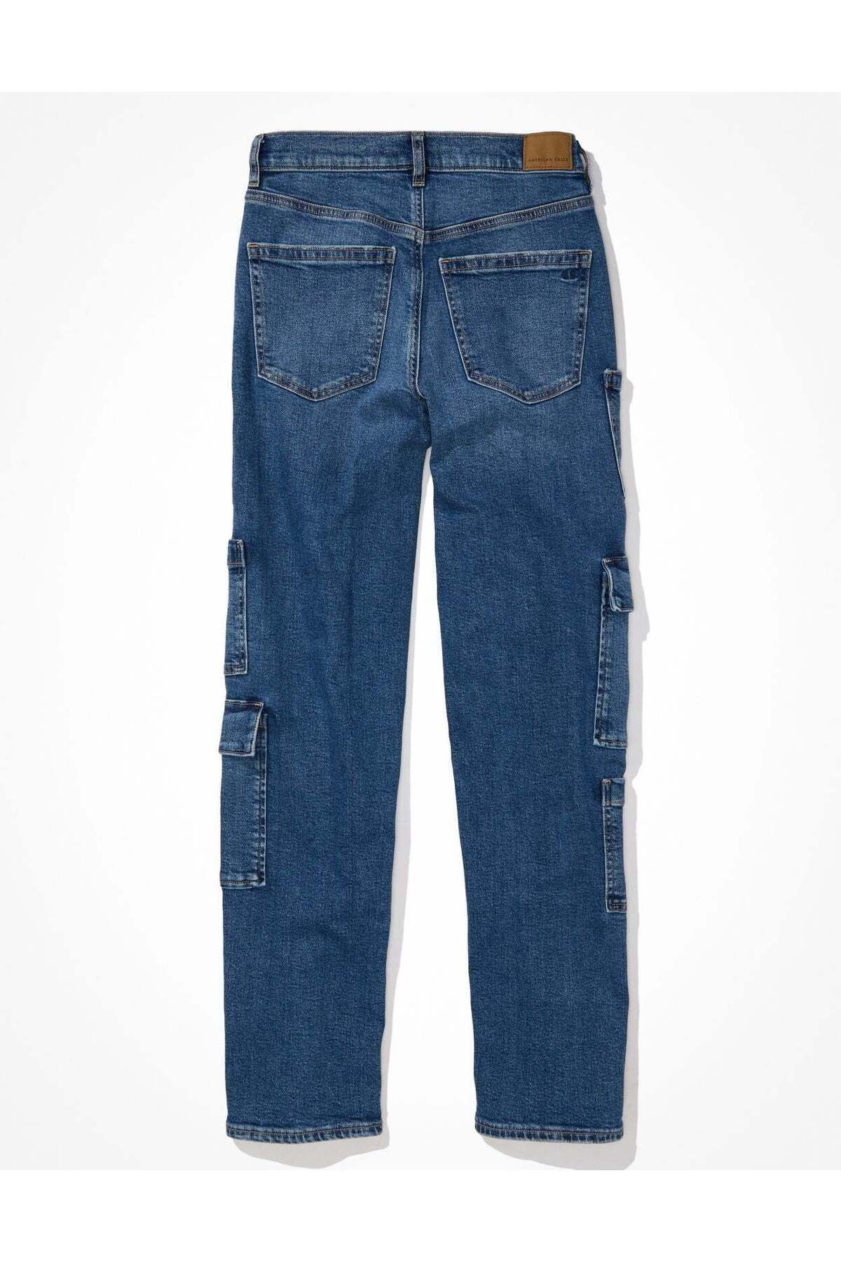AMERICAN EAGLE-AE Stretch Super High-Waisted Baggy Straight Cargo Jean 6