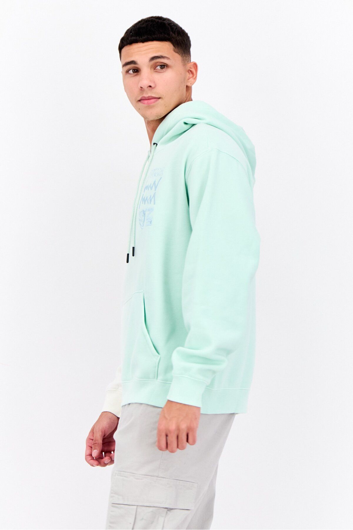 Puma-Men Sportswear Fit Long Sleeves Outdoor Hoodie, Soft Sky Blue 2