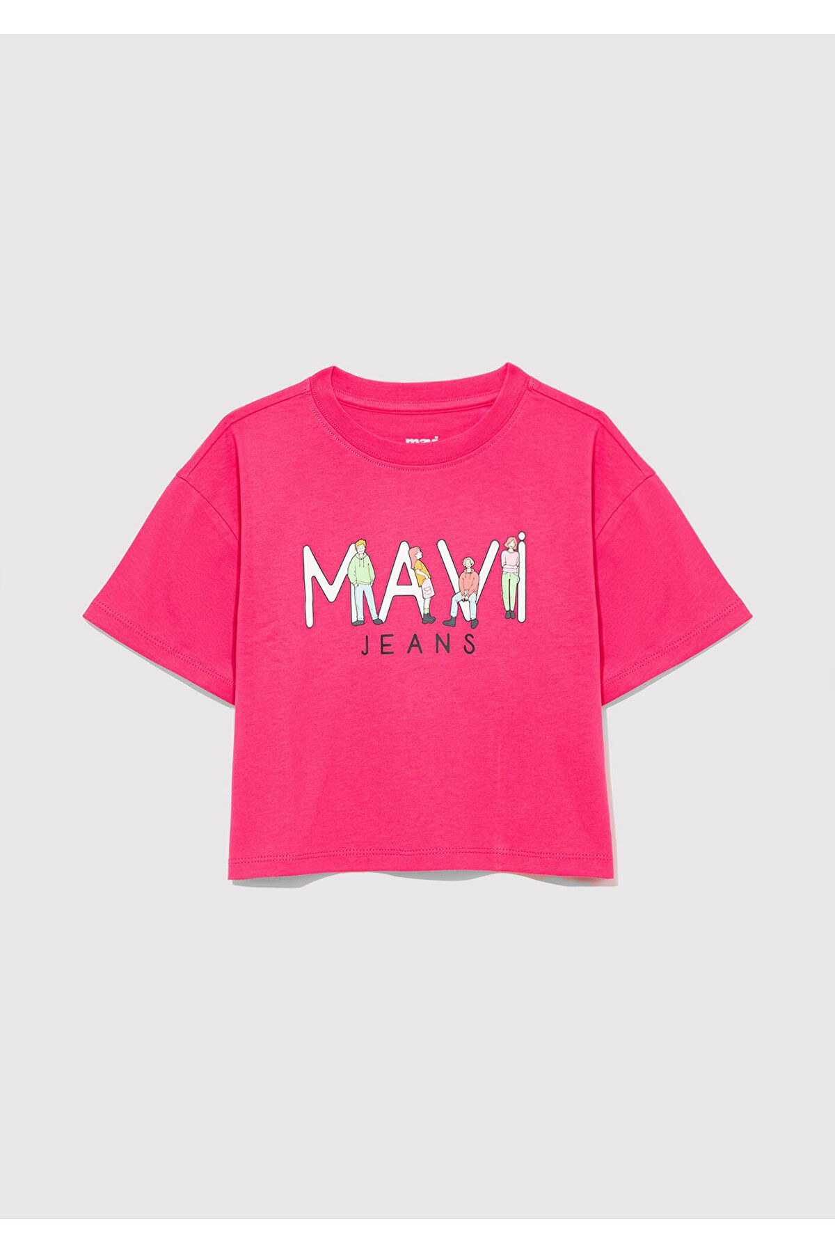 Mavi-Jeans Printed Pink T-Shirt Loose Fit / Loose Relaxed Cut 7610286 -71111 1