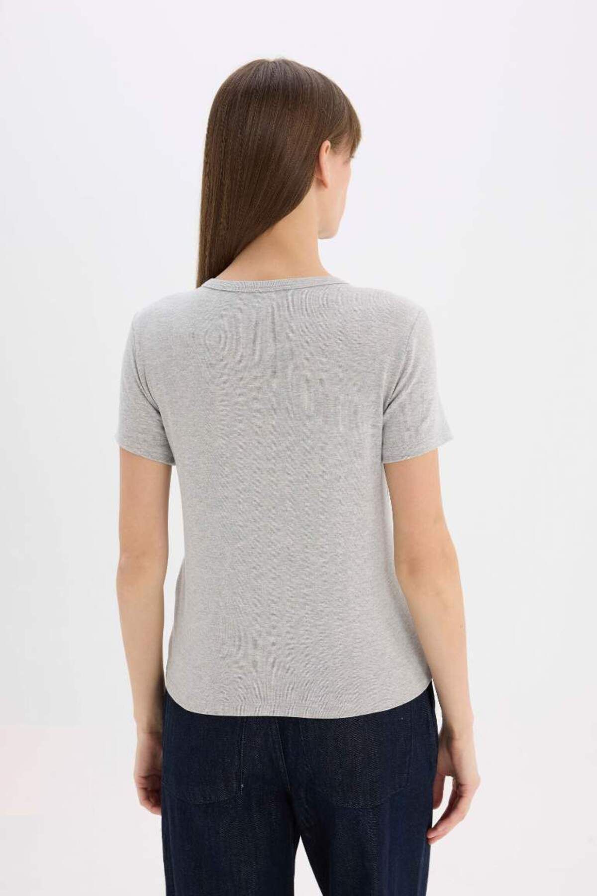 DeFacto-New Season Regular Fit Crew Neck Printed Rib Short Sleeve T-Shirt 7