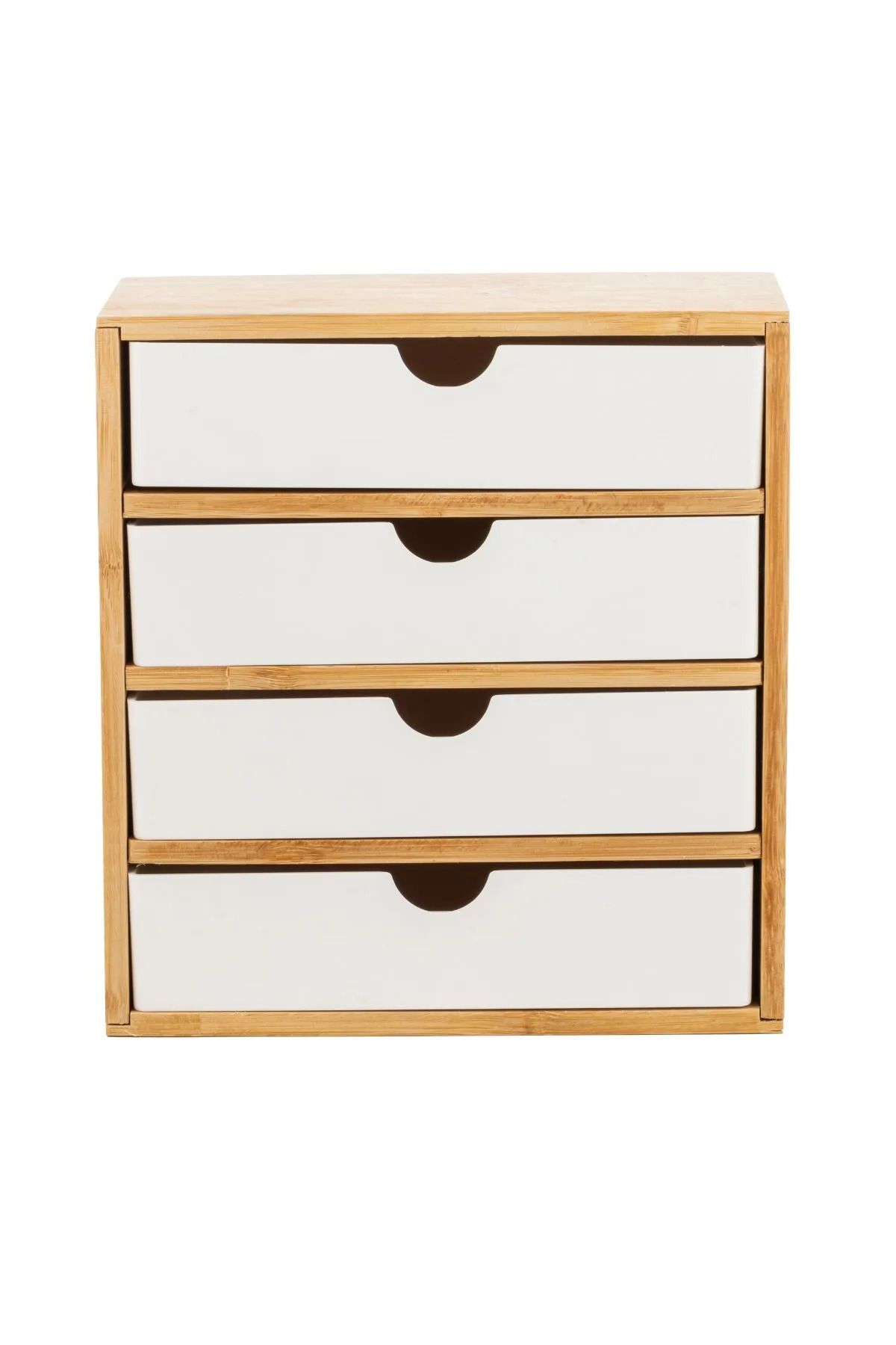 Kitchen Life-Organizator de machiaj și bijuterii de birou din bambus cu 4 sertare 3