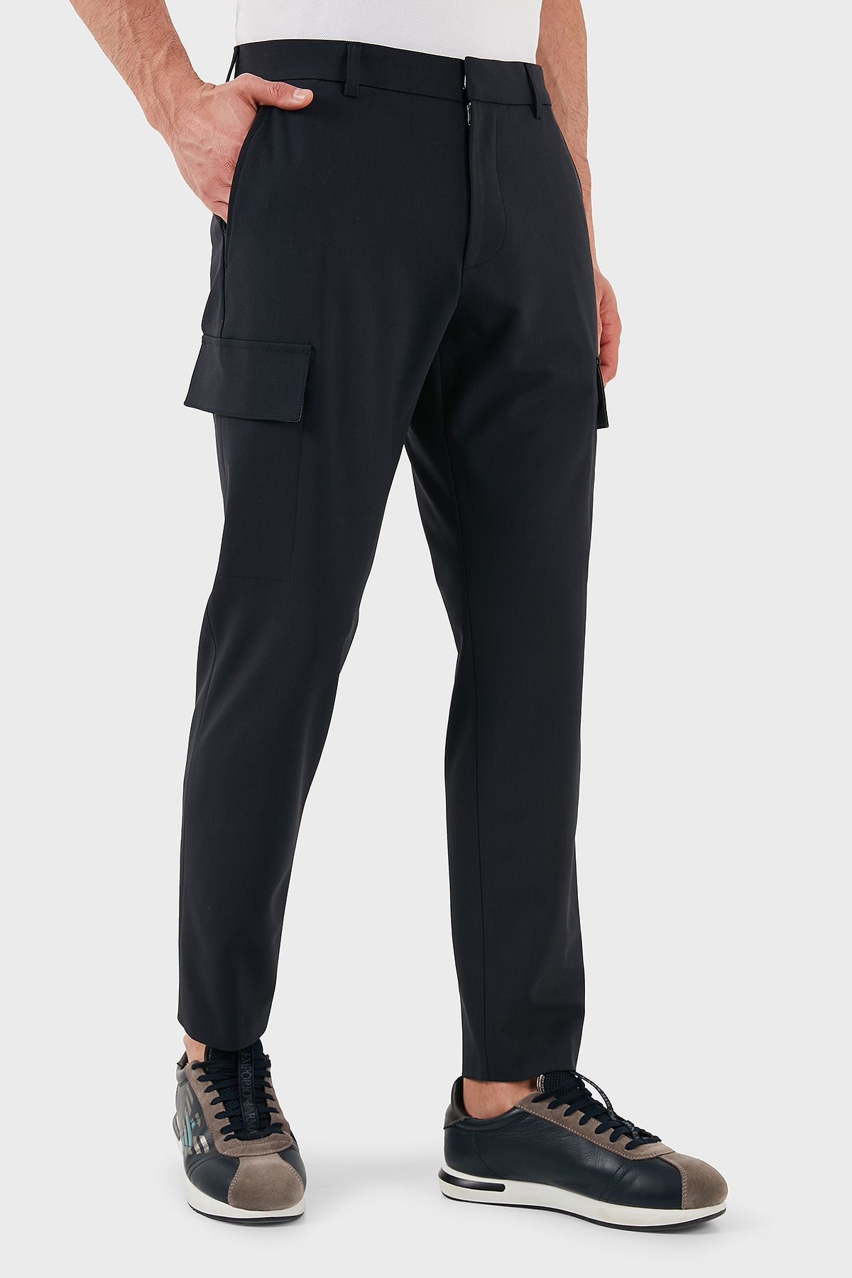 Wool Blend Tapered Fit Tapered Leg Cargo شلوار جیبی شلوار مردانه 50535069 404 BOSS