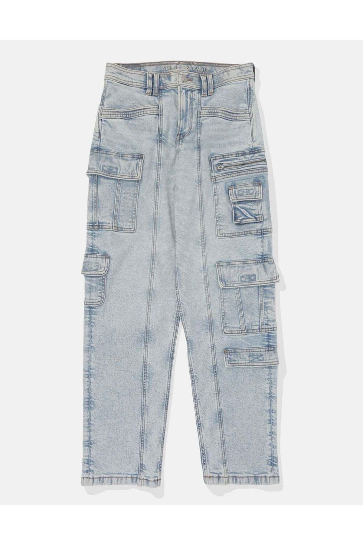 AMERICAN EAGLE-AE Stretch Super High-Waisted Baggy Straight Cargo Jean 3