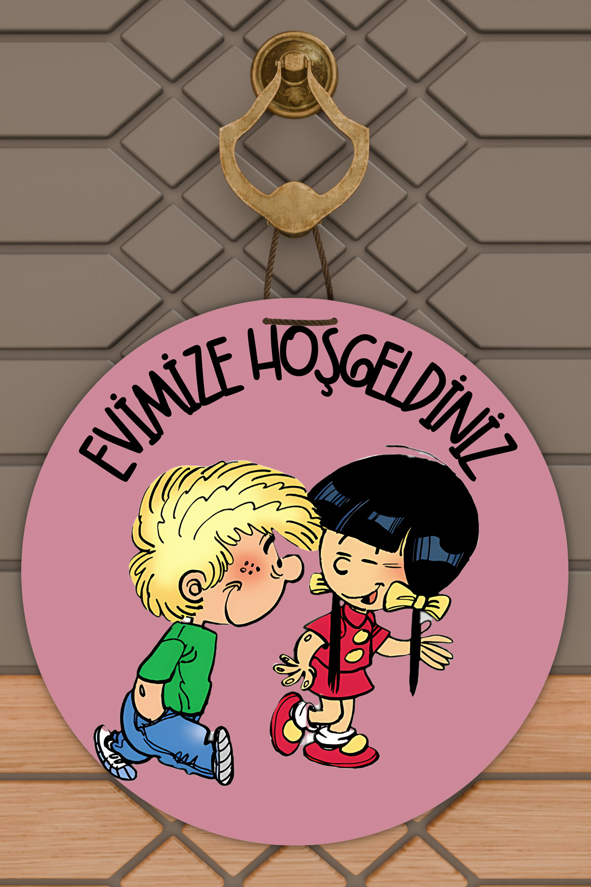 Modern Digital Wooden Door Ornament - Pink Chen Cedric Welcome To Our Home Door Ornament