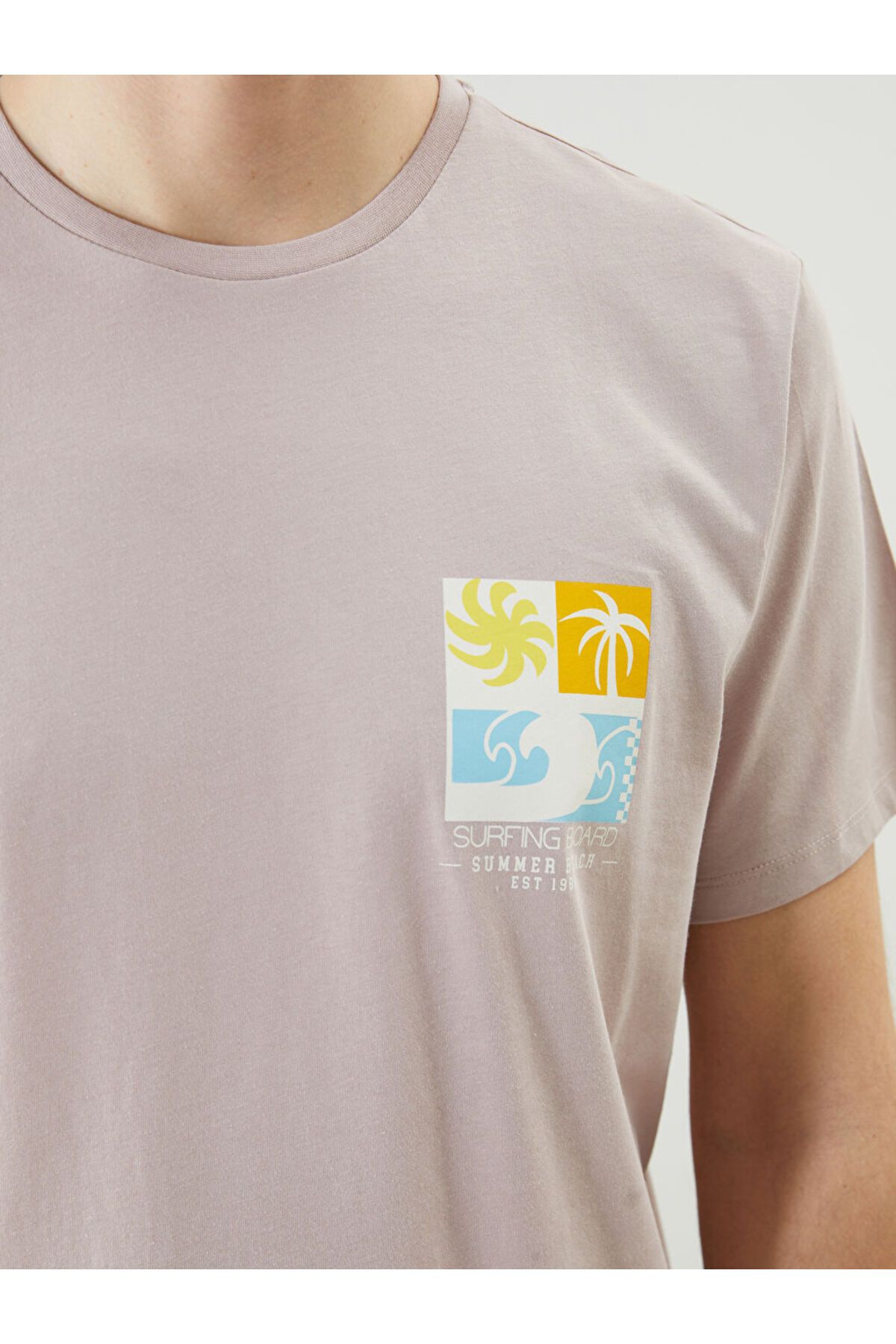 LC Waikiki-New Season Crew Neck Κοντό μανίκι εμπριμέ χτενισμένο βαμβακερό ανδρικό Tisort - S5K389Z8 3
