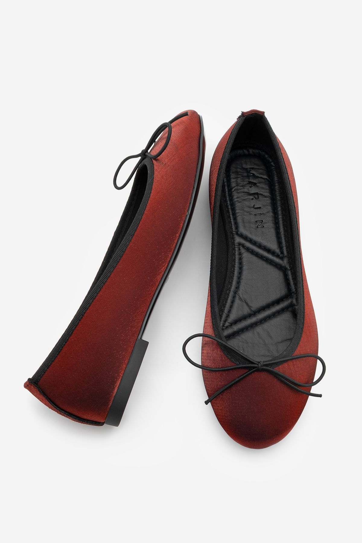 Marjin-Baleriny damskie Claret Red Satin - kokarda Tovran 5