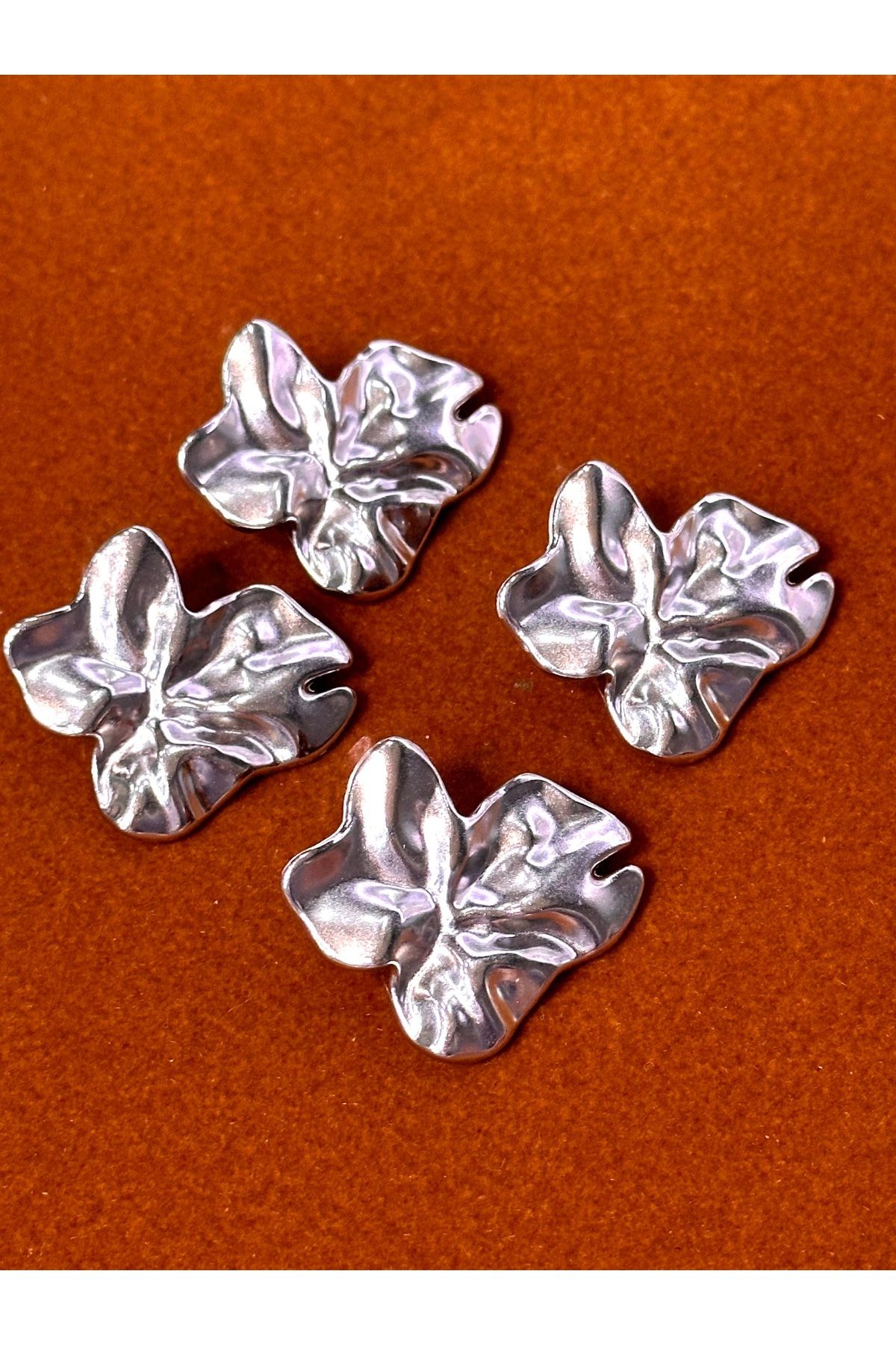 ODDA TASARIM ATÖLYESİ-Z.A.R.A Model Broken Silver Design Large Size Button Set with Leaf Pattern Top(3.2cm) 2