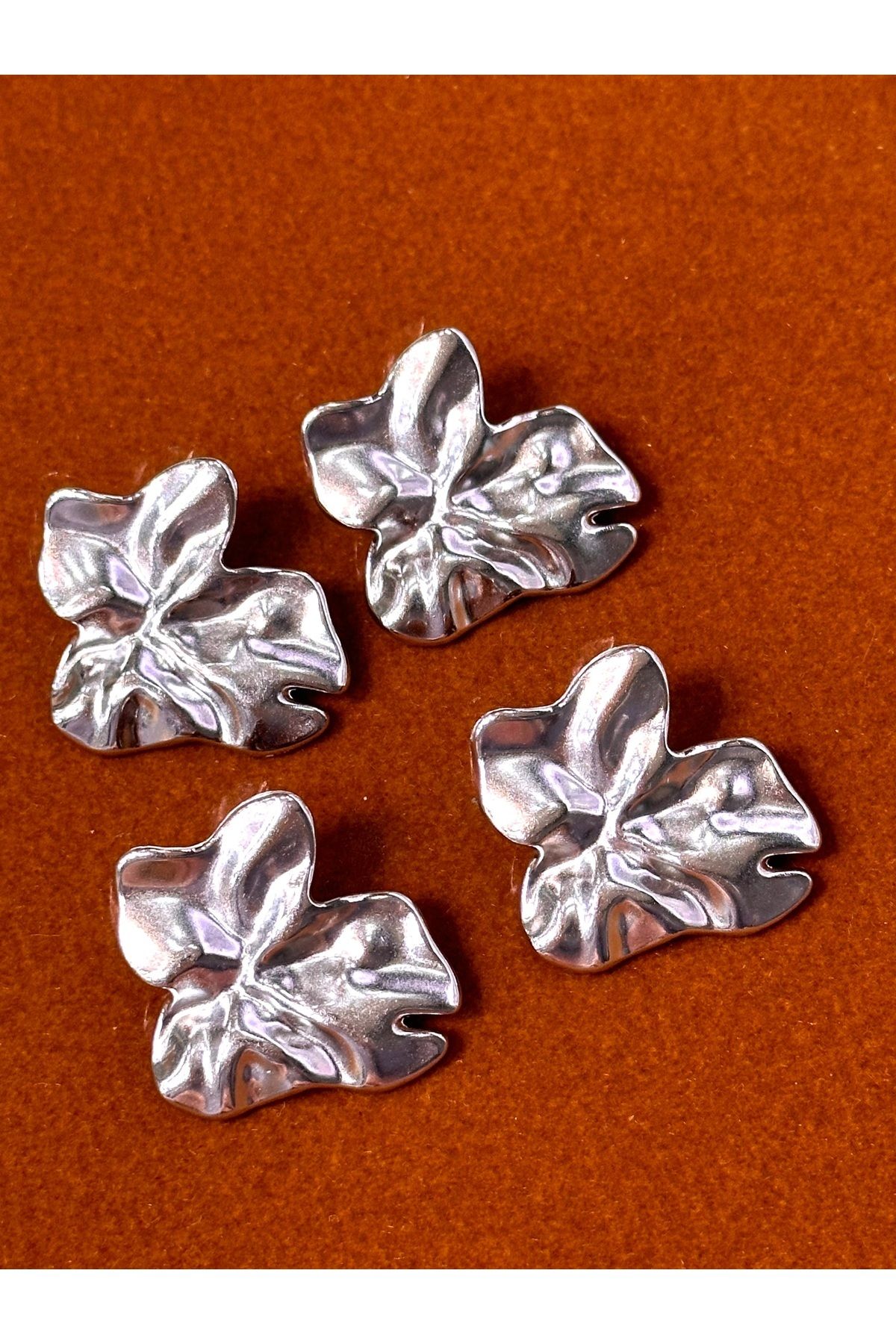 ODDA TASARIM ATÖLYESİ-Z.A.R.A Model Broken Silver Design Large Size Button Set with Leaf Pattern Top(3.2cm) 1