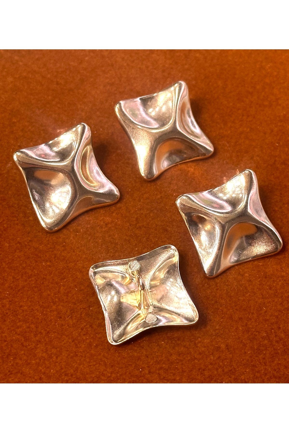 ODDA TASARIM ATÖLYESİ-Z.A.R.A Gold Color Large Button Set - Square Design, 2.3cm 2