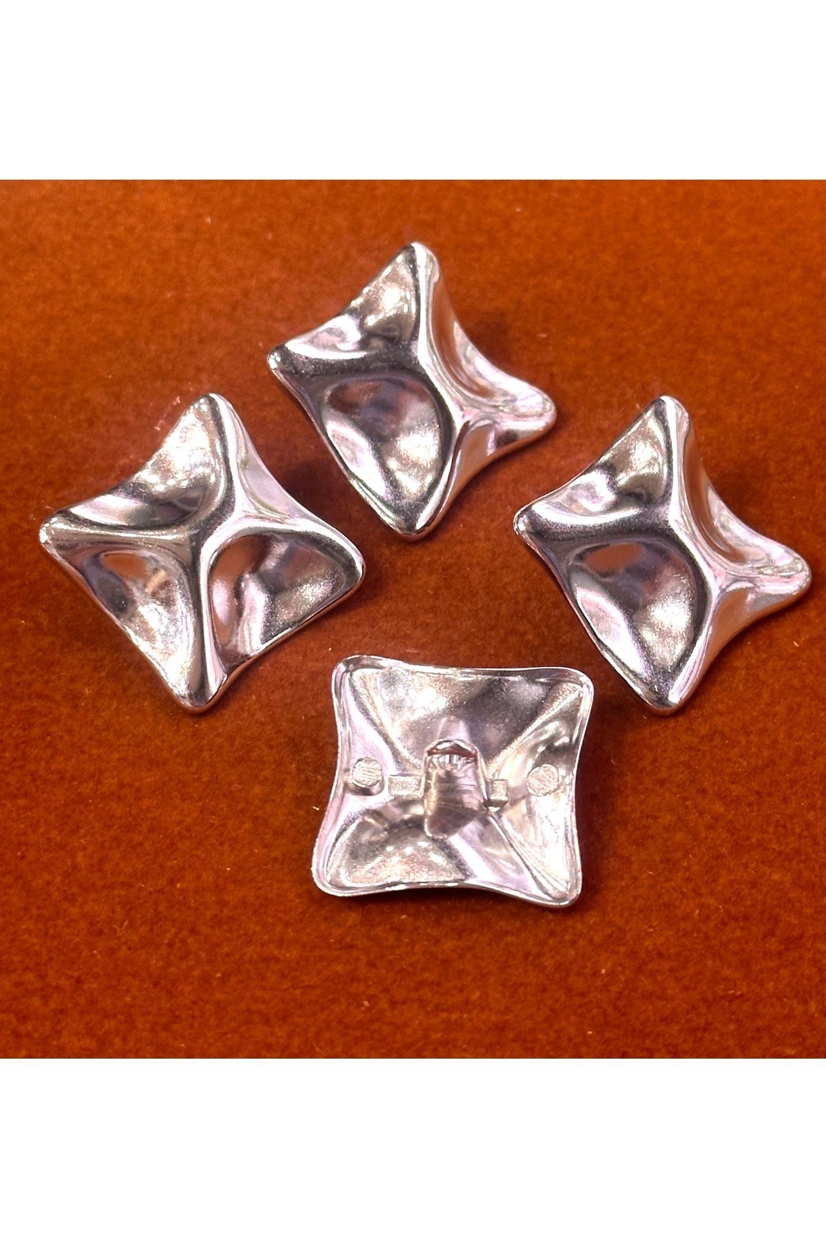 ODDA TASARIM ATÖLYESİ-Set of Big Buttons Square Silver Color with Hollowed Out Model Z.A.R.A(2.3cm) 2