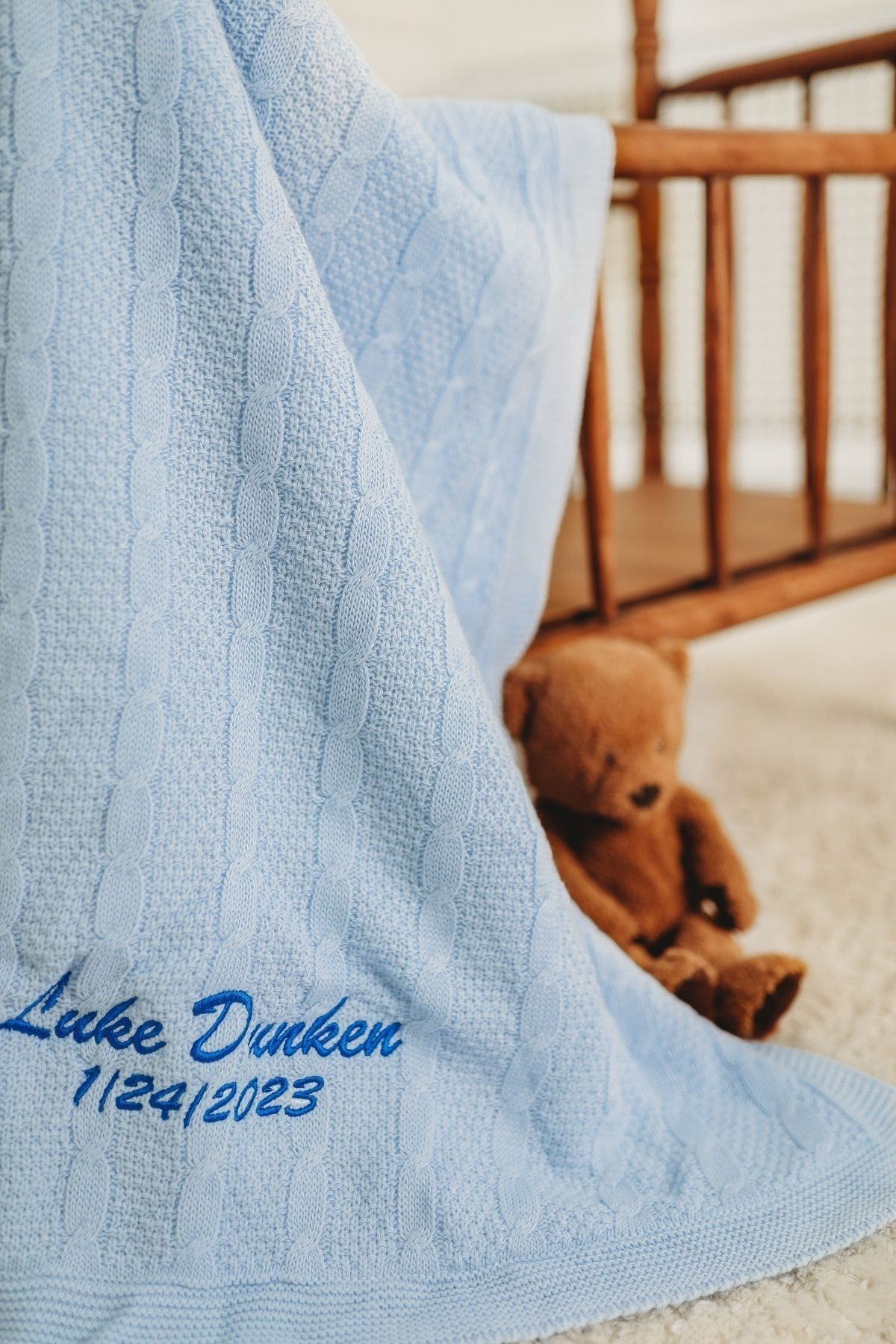 tinykiddesign Welsoft Bebek Battaniyesi Mavi Içi Peluş Istediğiniz Ismi Nakışla Yazıyoruz fotoğrafı 3 (önizleme)