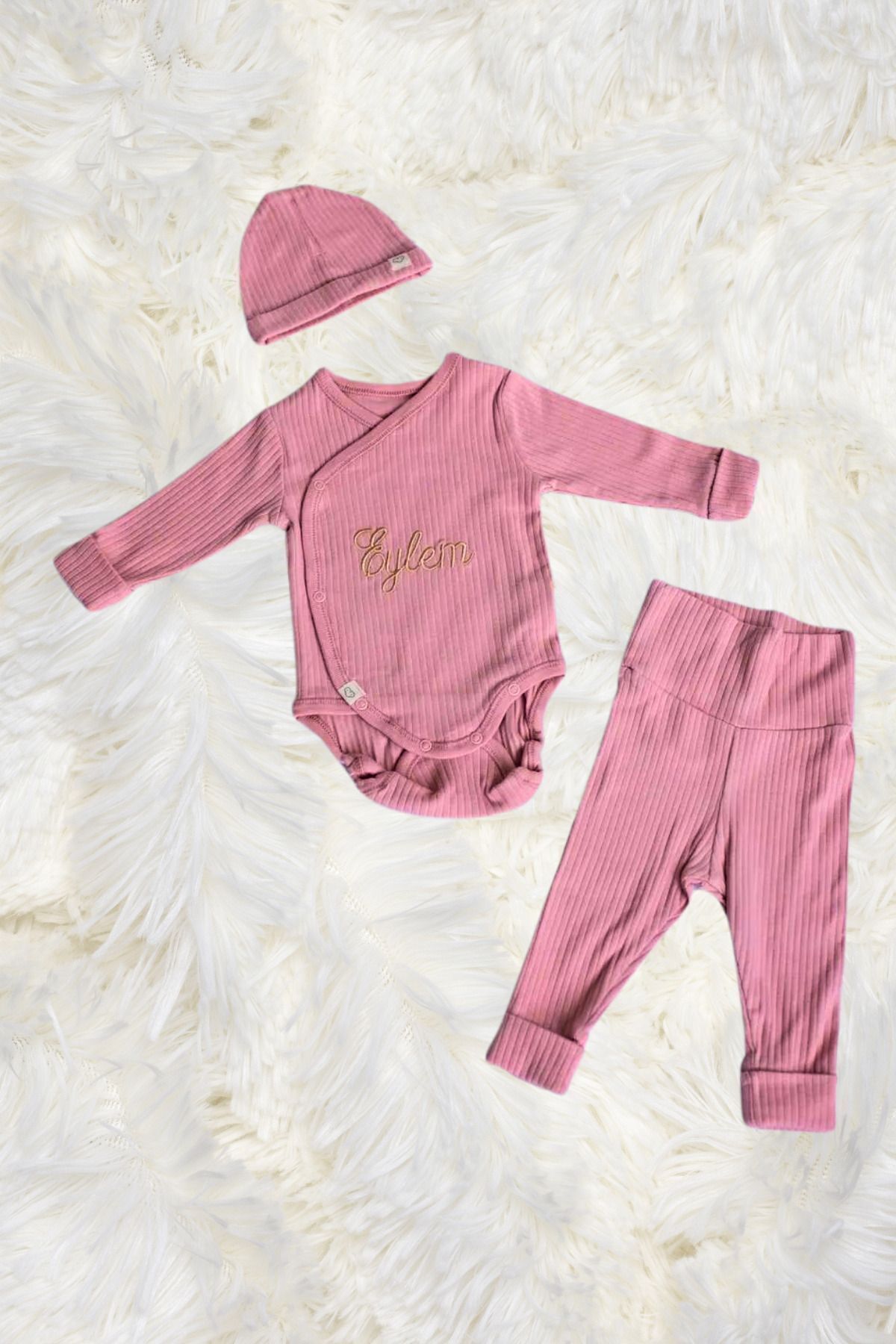 tinykiddesign Zıbın Seti Yeni Doğan Hediyelik Bebek Zıbın Seti 3 Parça Istediğiniz Ismi Nakışla Yazıyoruz fotoğrafı 7 (önizleme)