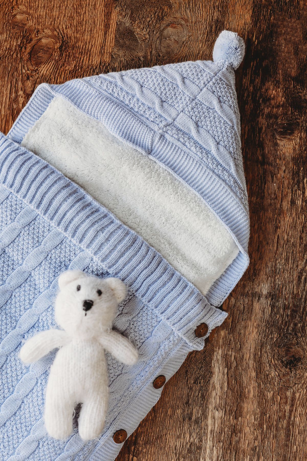 tinykiddesign Bebek Kundağı Mavi Örgülü Içi Peluş Örgülü Yenidoğan Kundak Istediğiniz Ismi Nakışla Yazıyoruz fotoğrafı 4 (önizleme)