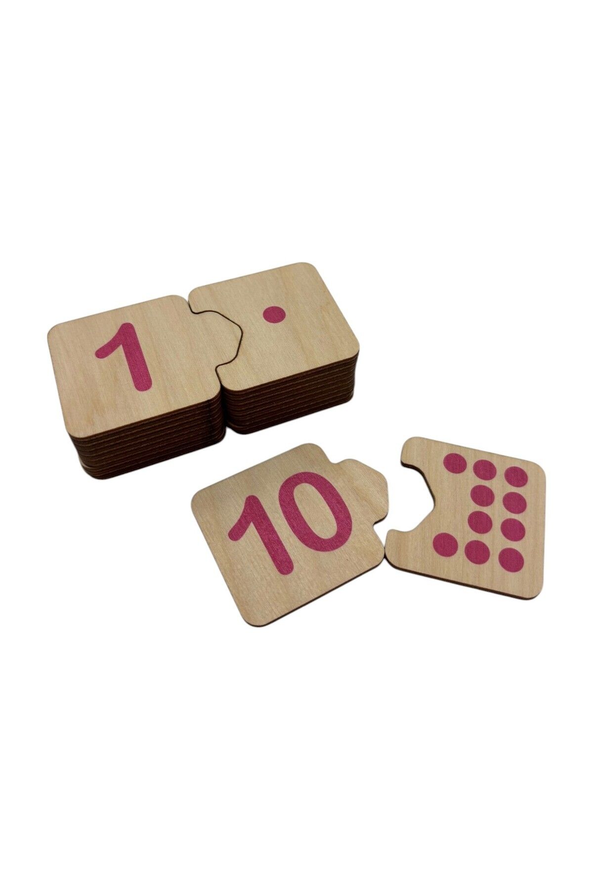 Mind of Toys Ahşap Sayı Eşleme, Pembe, Sayı Puzzle, Ahşap Puzzle, Montessori Sayı Bulmaca Oyunu, Sayma Oyunu