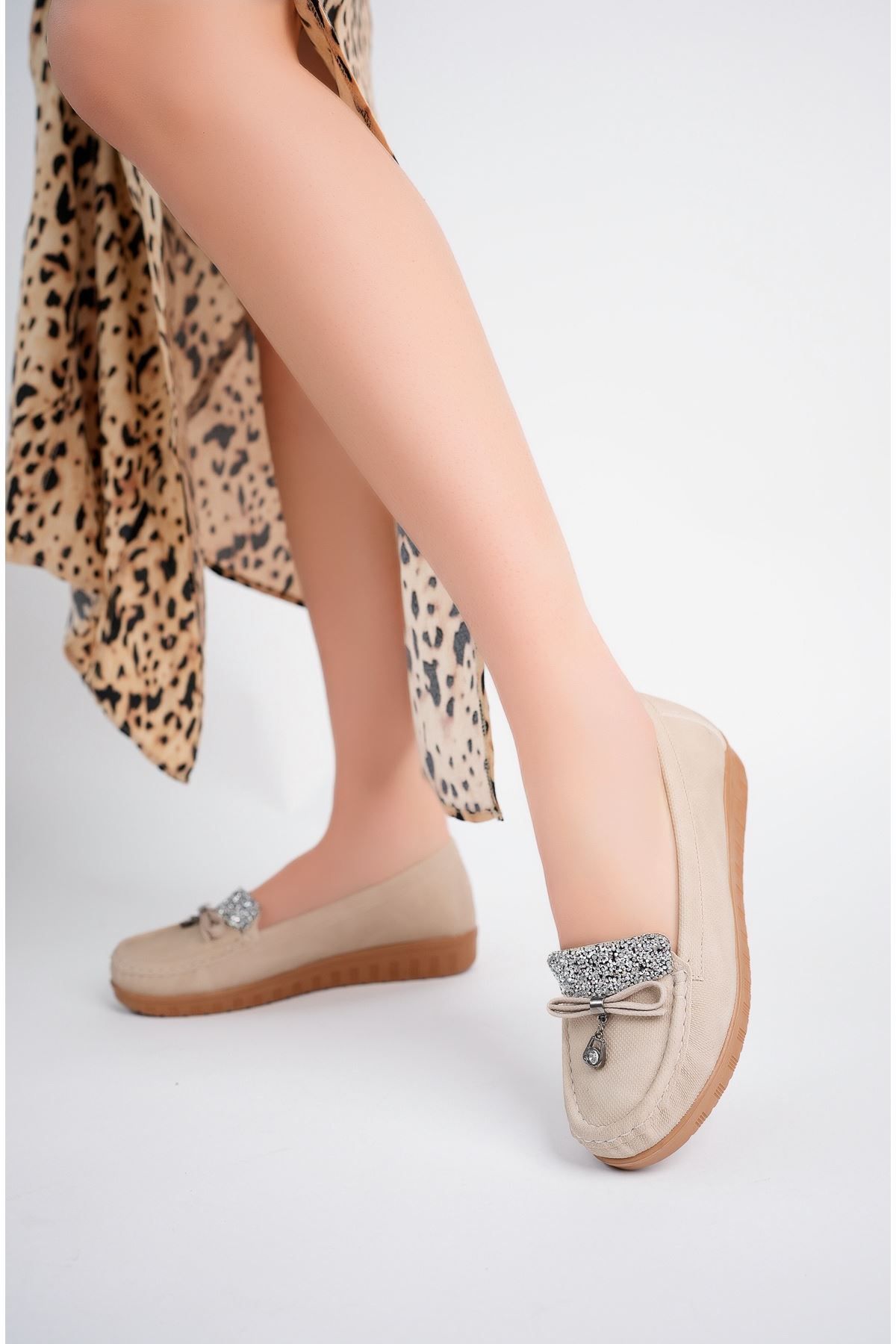 epaavm Pantofi Din Denim Crem Cu Toc Pană Femeie - 41