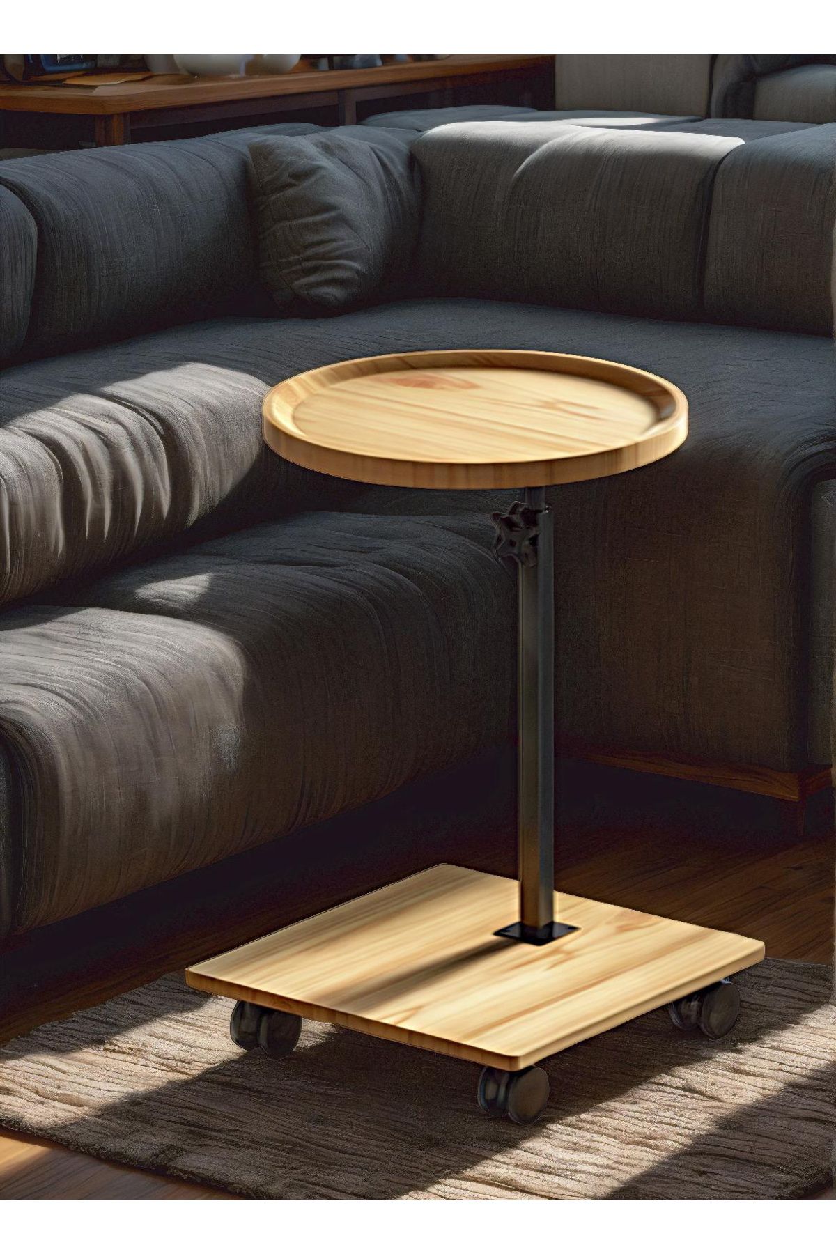 sharpdo-Nordic Retro Sofa Lifting Side Table, Movable Living Room Corner Sofa Side Table Small Side Table 3