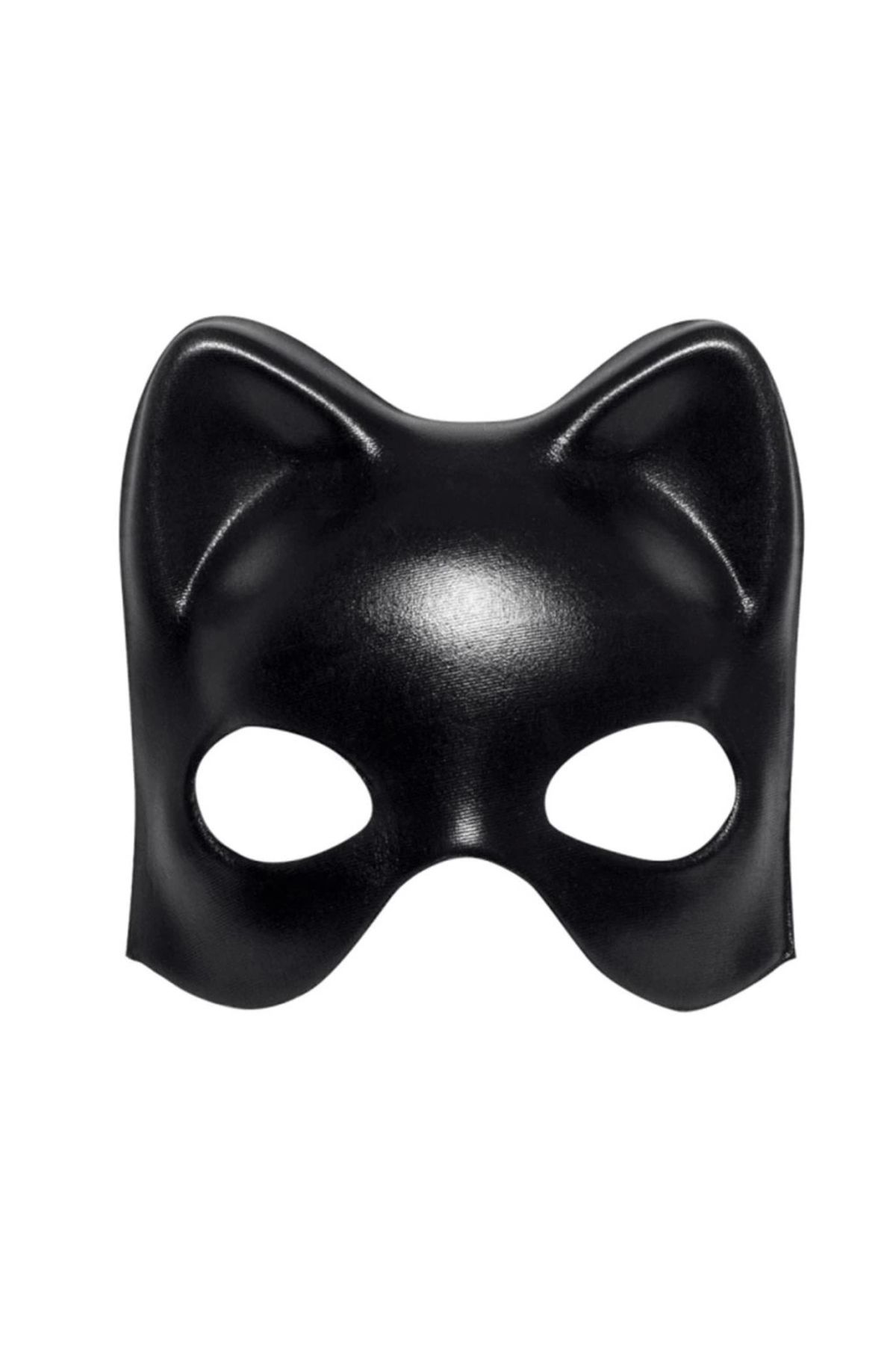 Finetoo Siyah Deri Görünümlü Kedi Maskesi Cosplay ve Maskeli Balo Aksesuarı