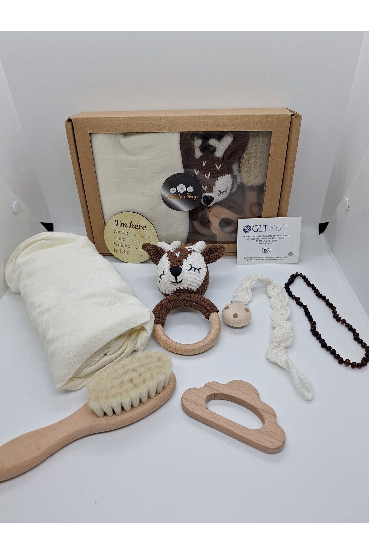 Home-Organic Baby Gift Set: Amber Necklace, Non-Wooden, Pacifier Strap, Çindirak, Muslim Kunda 2