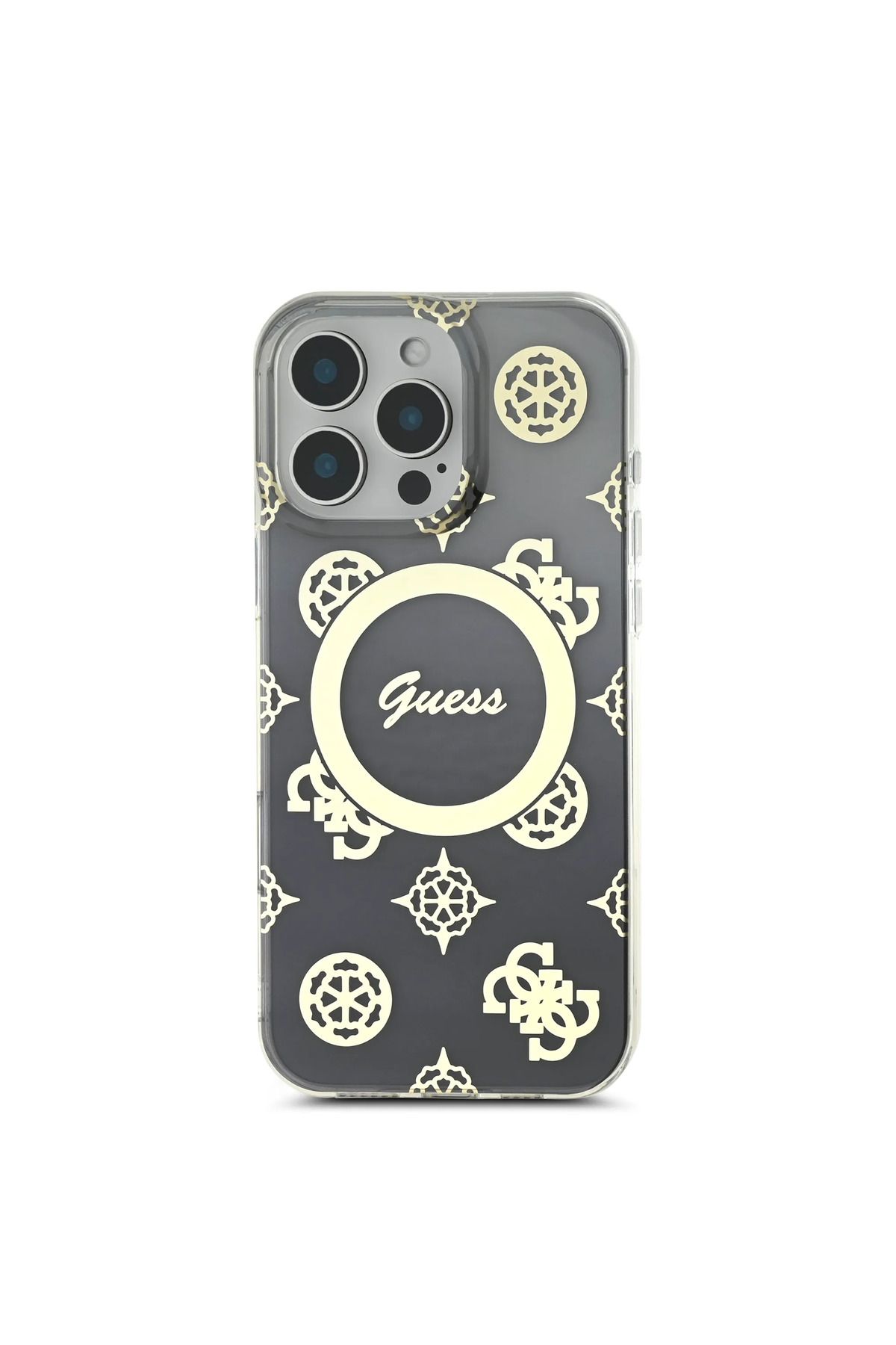 CG Mobile-Guess Magsafe Iml Gradient Hard Case With Peony Pattern For iPhone 16 Pro - Black 3