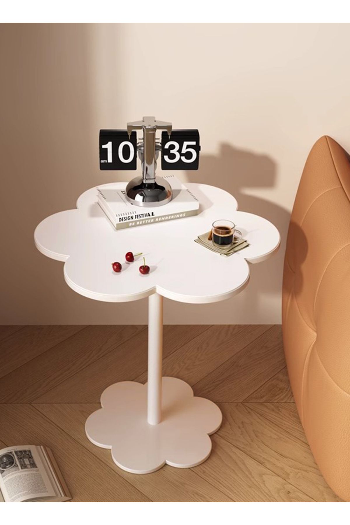 sharpdo-Creative Cream Style Petal Shape Movable Side Table, Sofa Side Table, Coffee Table 3