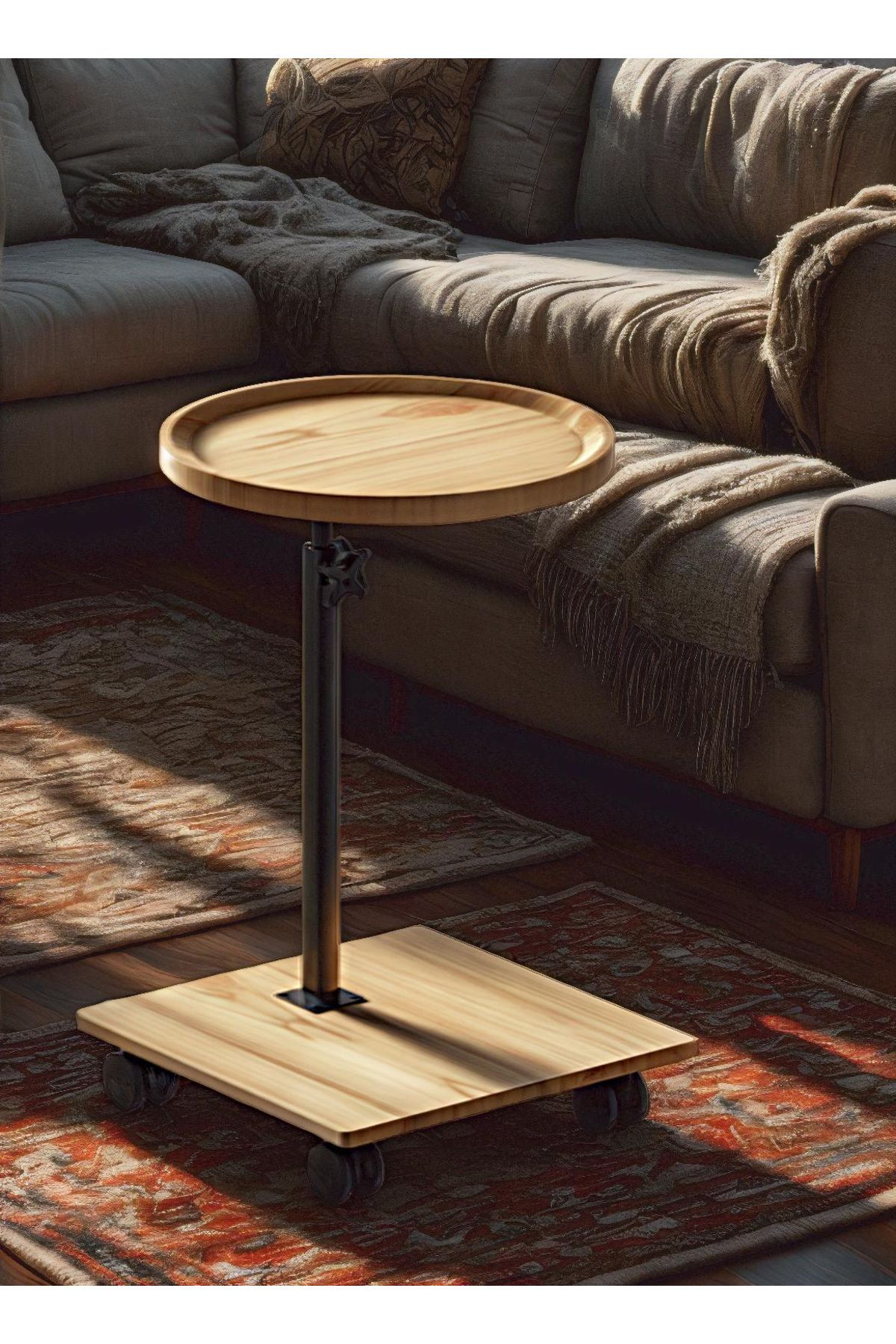 sharpdo-Nordic Retro Sofa Lifting Side Table, Movable Living Room Corner Sofa Side Table Small Side Table 4