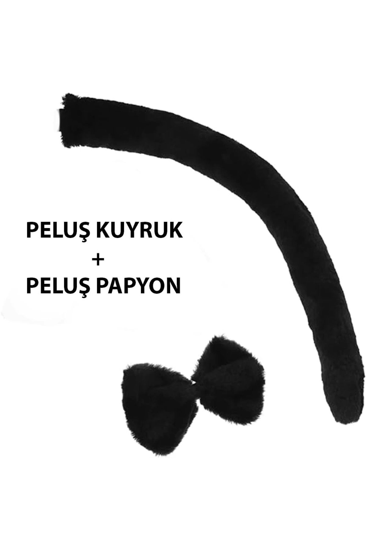 BDA ticaret-Black Plush - Tail and Bow Tie Adult Kids Compatible 3
