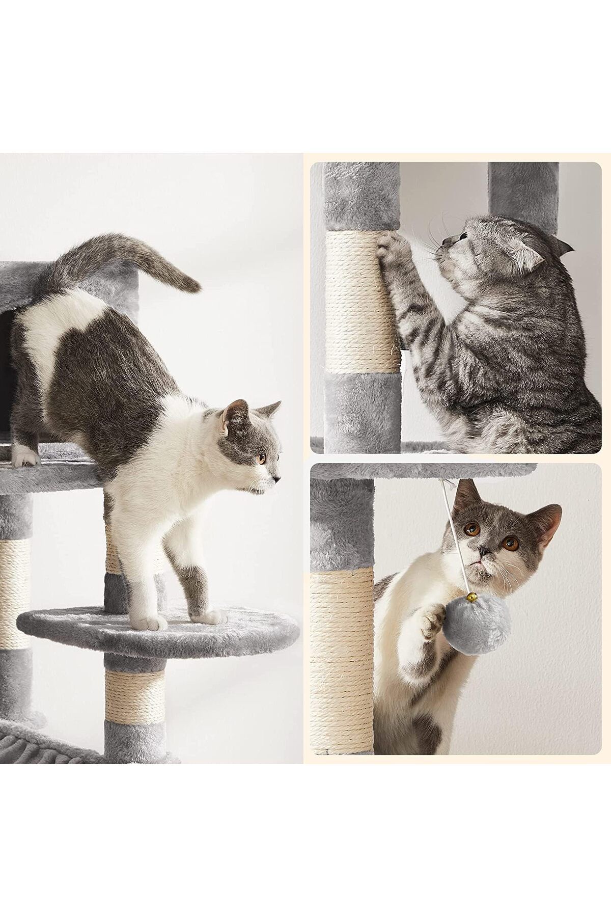 COOYA-Multi-Level Cat Tree, with Sisal-Covered Scratching Posts, Tall Cat Climbing Stand for Kitten, Pets 6