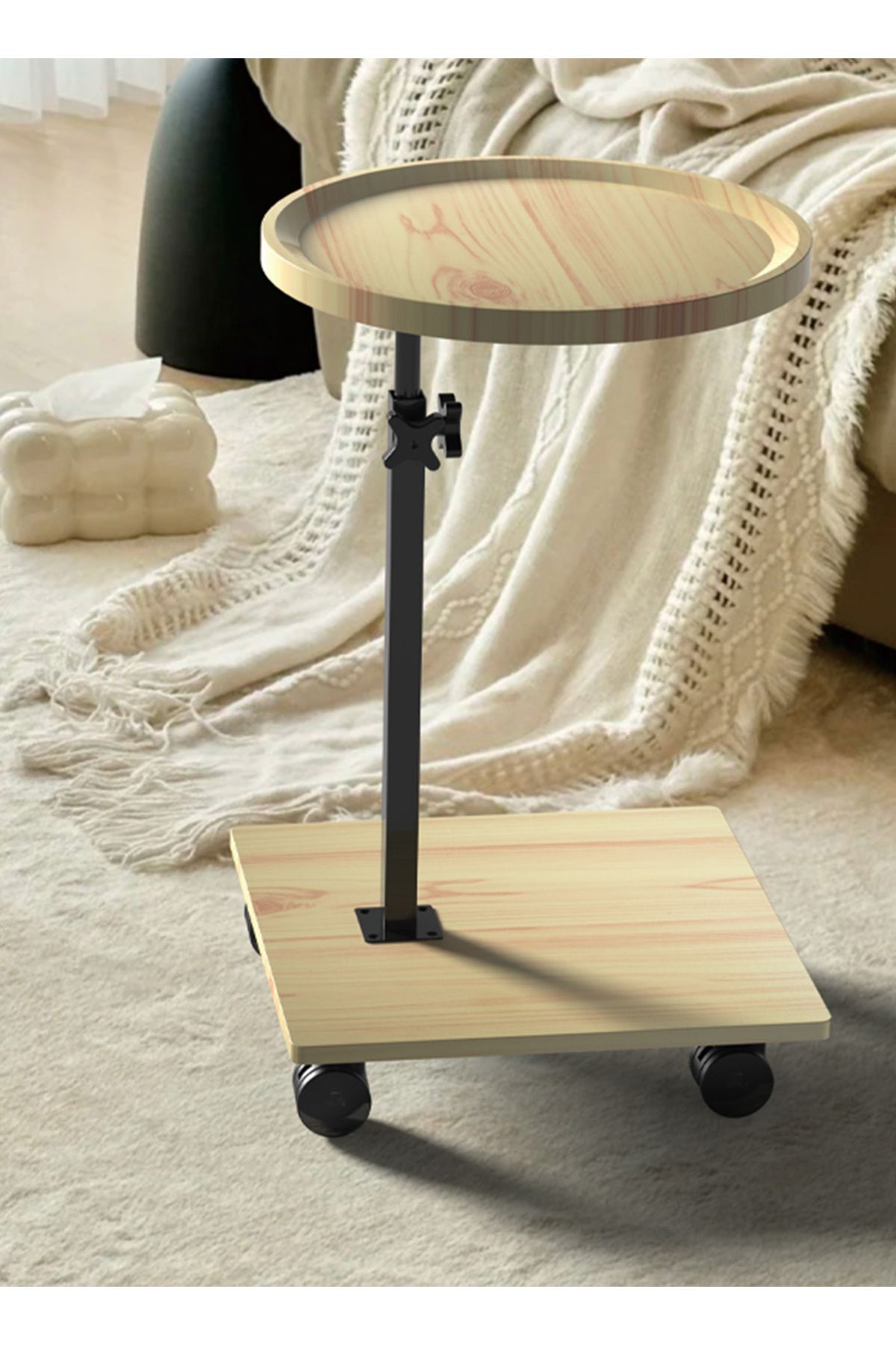 sharpdo-Nordic Retro Sofa Lifting Side Table, Movable Living Room Corner Sofa Side Table Small Side Table 8
