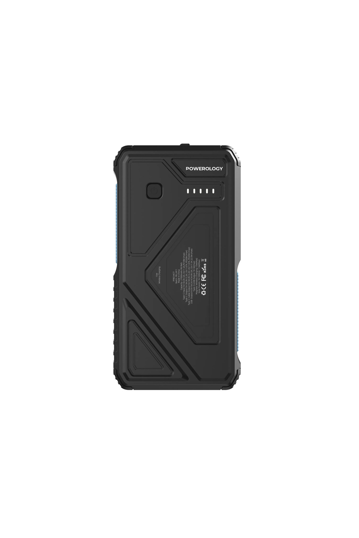 Powerology-27000Mah Power Bank With Led Built-In Retractable Type-C Cable 15W Wireless Ch 8