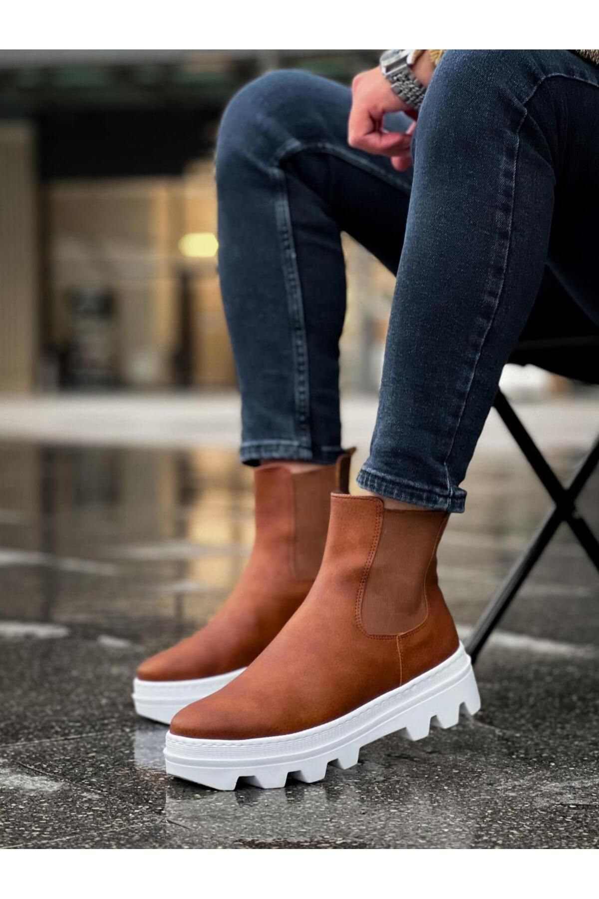 MarDyHome-Tan High Sole Chelsea Boots 4