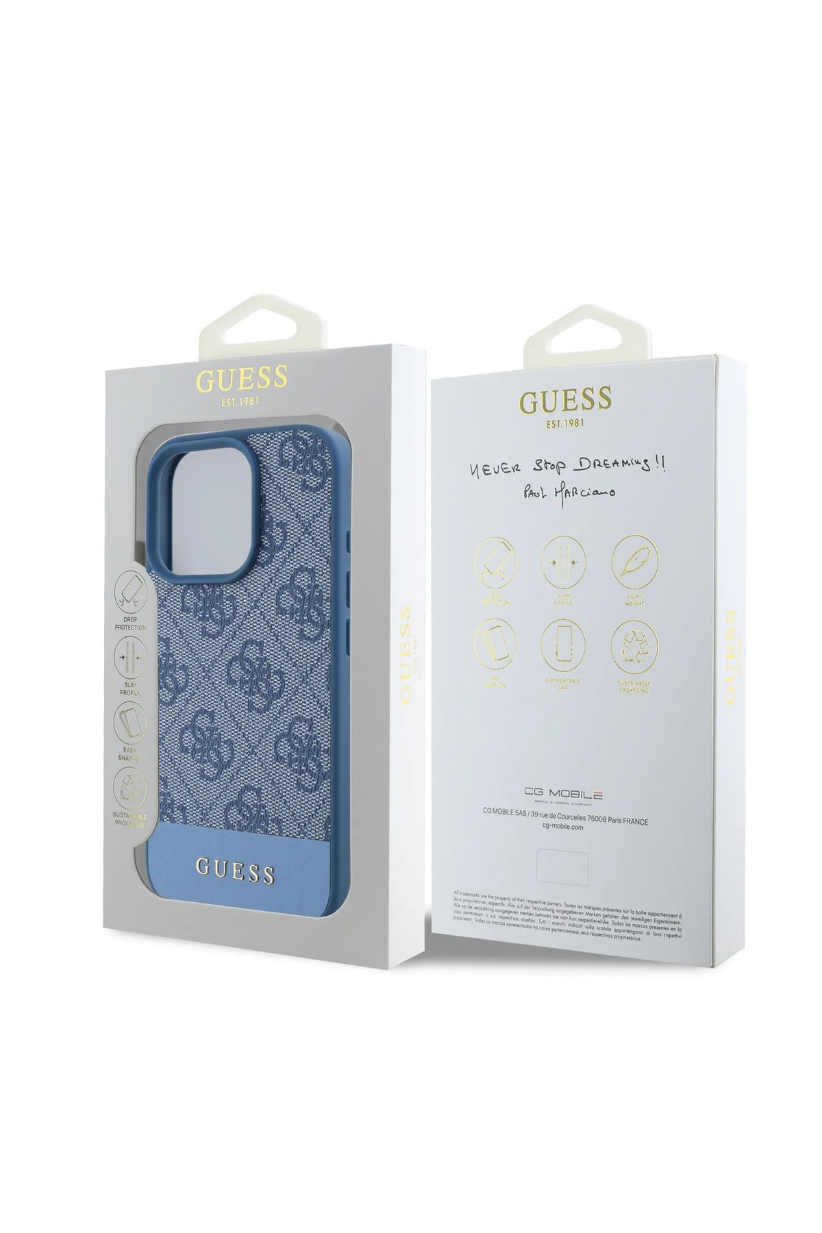 CG Mobile-Guess Pu 4G Hard Case With Bottom Stripe For iPhone 16 Pro Max - Blue 3