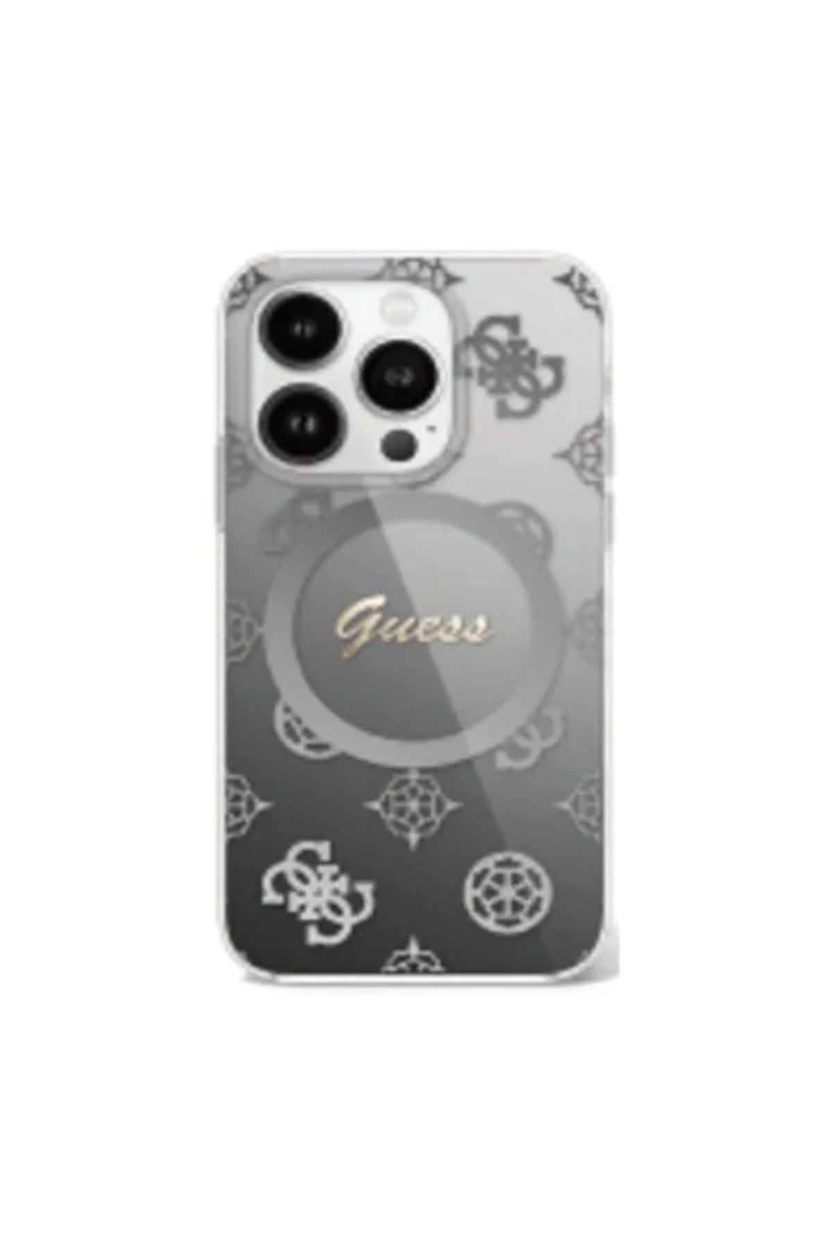 CG Mobile-Guess Magsafe Iml Gradient Hard Case With Peony Pattern For iPhone 16 Pro - Black 2